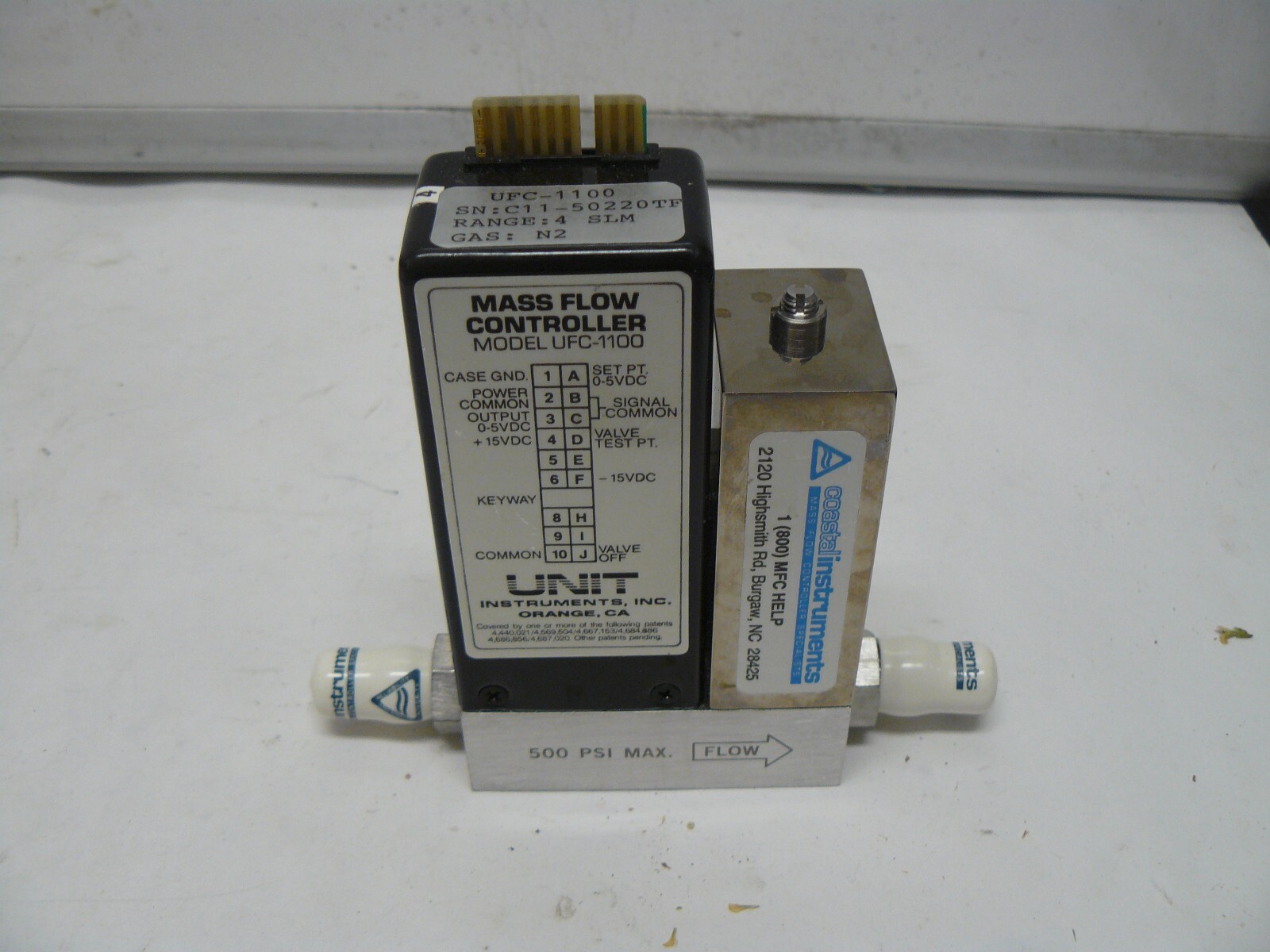 Unit Instruments UFC-1100 mass flow controller range 4 SLM gas N2