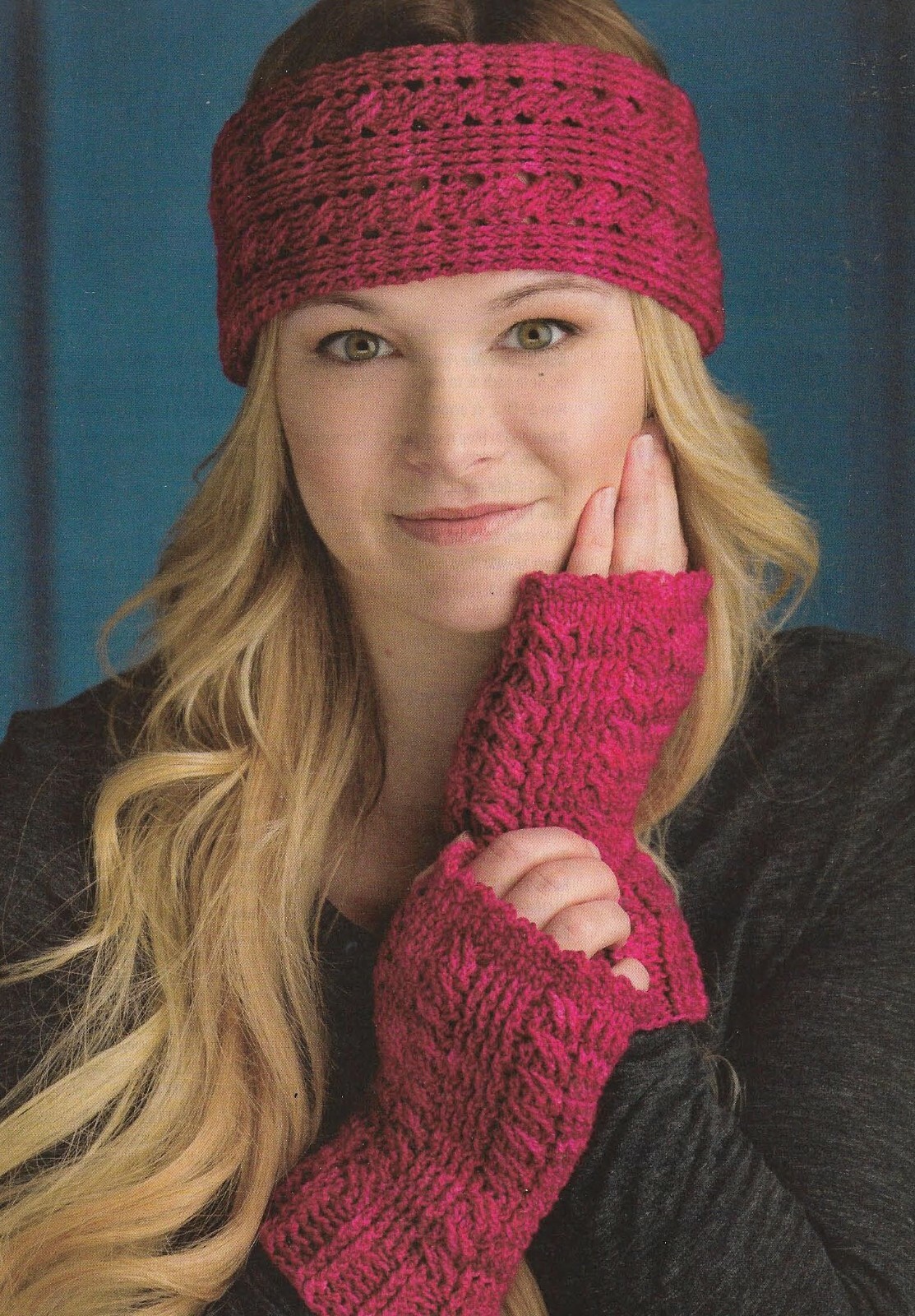 ONE SKEIN HEADBAND & MITTS FINGERLESS WOMEN'S CROCHET PATTERN INSTRUCTIONS