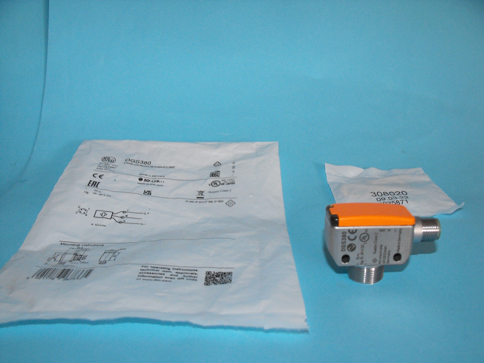 IFM Electronic OGS380.OGS-OOKG/US/V4A/CUBE.Through-beam Sensor Sender.NEW