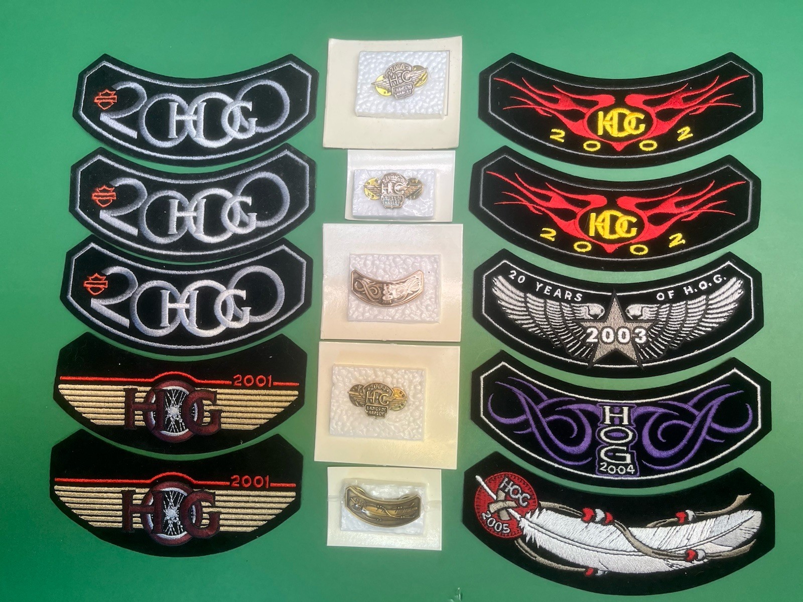 HARLEY-DAVIDSON PATCHES 2000-2005 WITH WOMENS HARLEY-DAVIDSON YEAR PINS