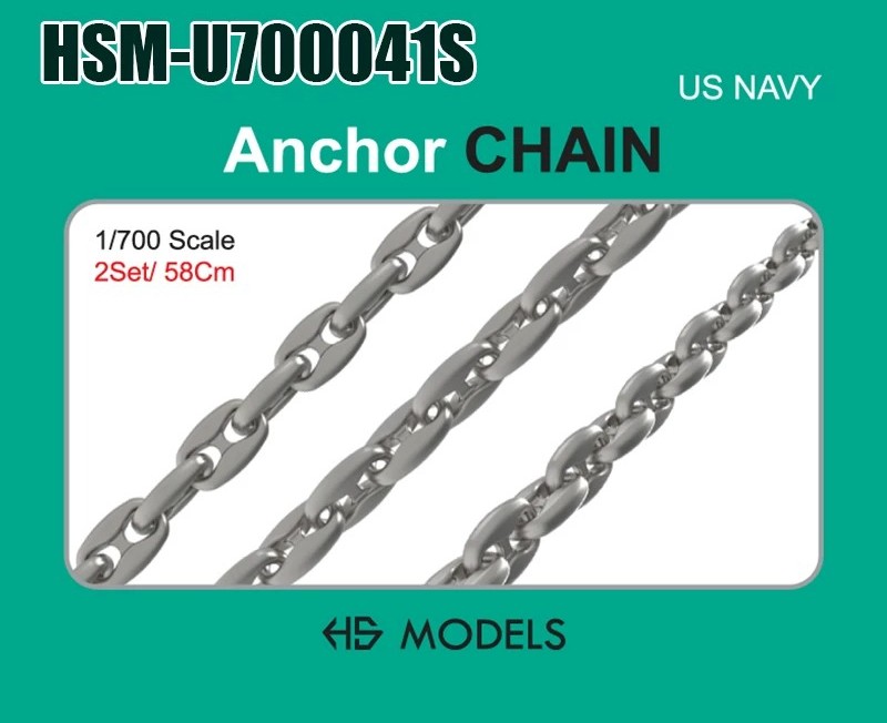 HS Models HSM-U7000041S 1/700 US Navy Anchor Chain (2 Sets / 58cm Total)