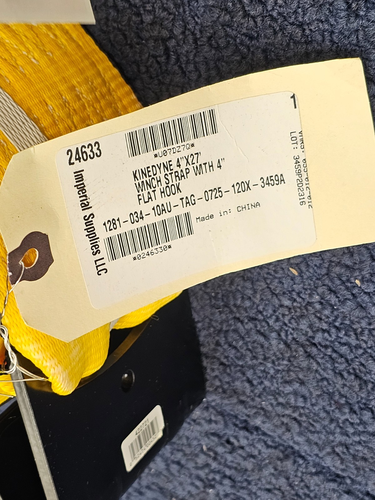 Kinedyne 422721 4" x 27' Cargo Winch Strap with 4" Flat Hook Yellow