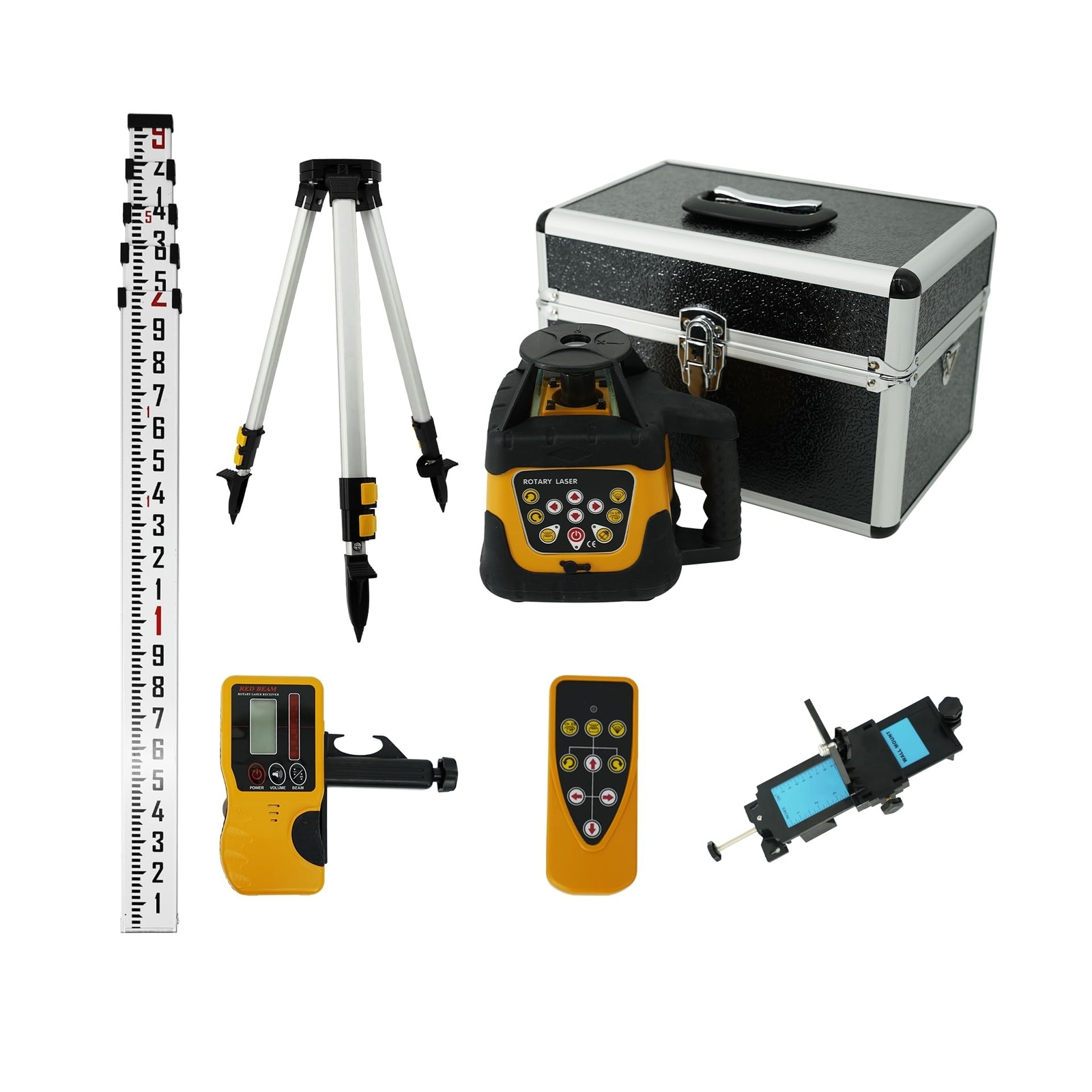 Self-Leveling 0.11"/100' Rotary Laser, 2000' Rotary Laser Level Kit, IP66 wit...