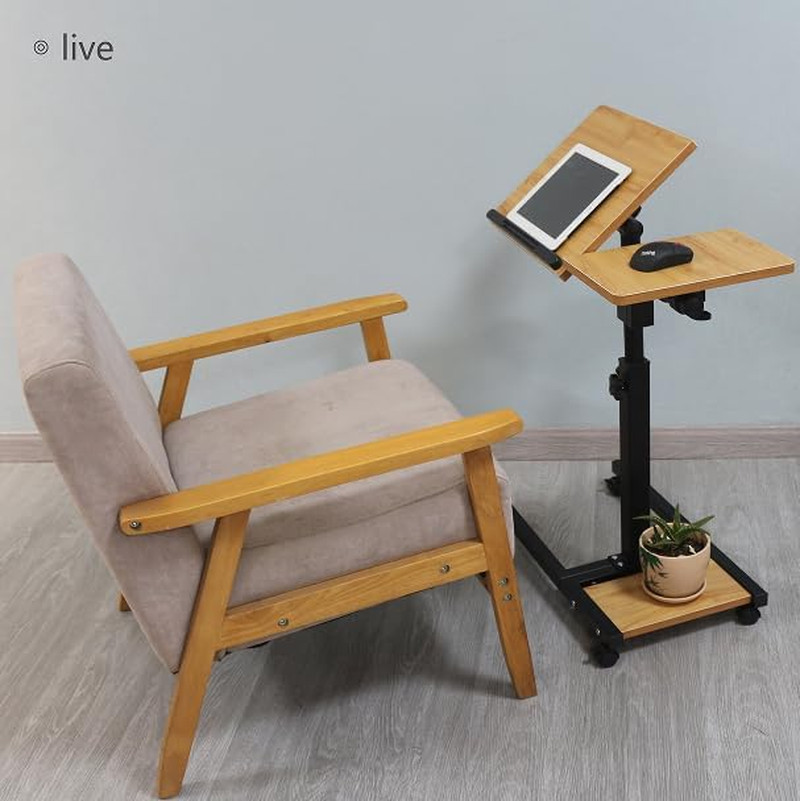 Mobile Height Adjustable Laptop Desk with Mouse Pad, Portable Laptop Desk Rollin