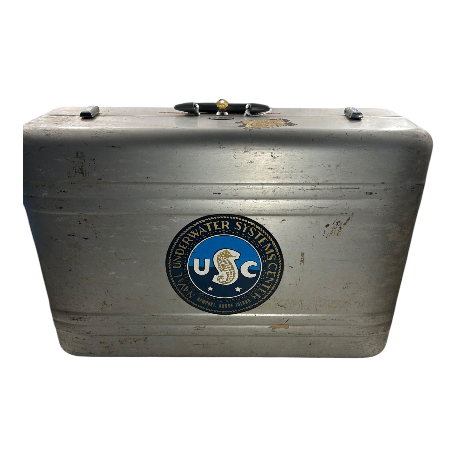 Vintage Halliburton Aluminum Suitcase with Underwater Naval Systems Center Logo