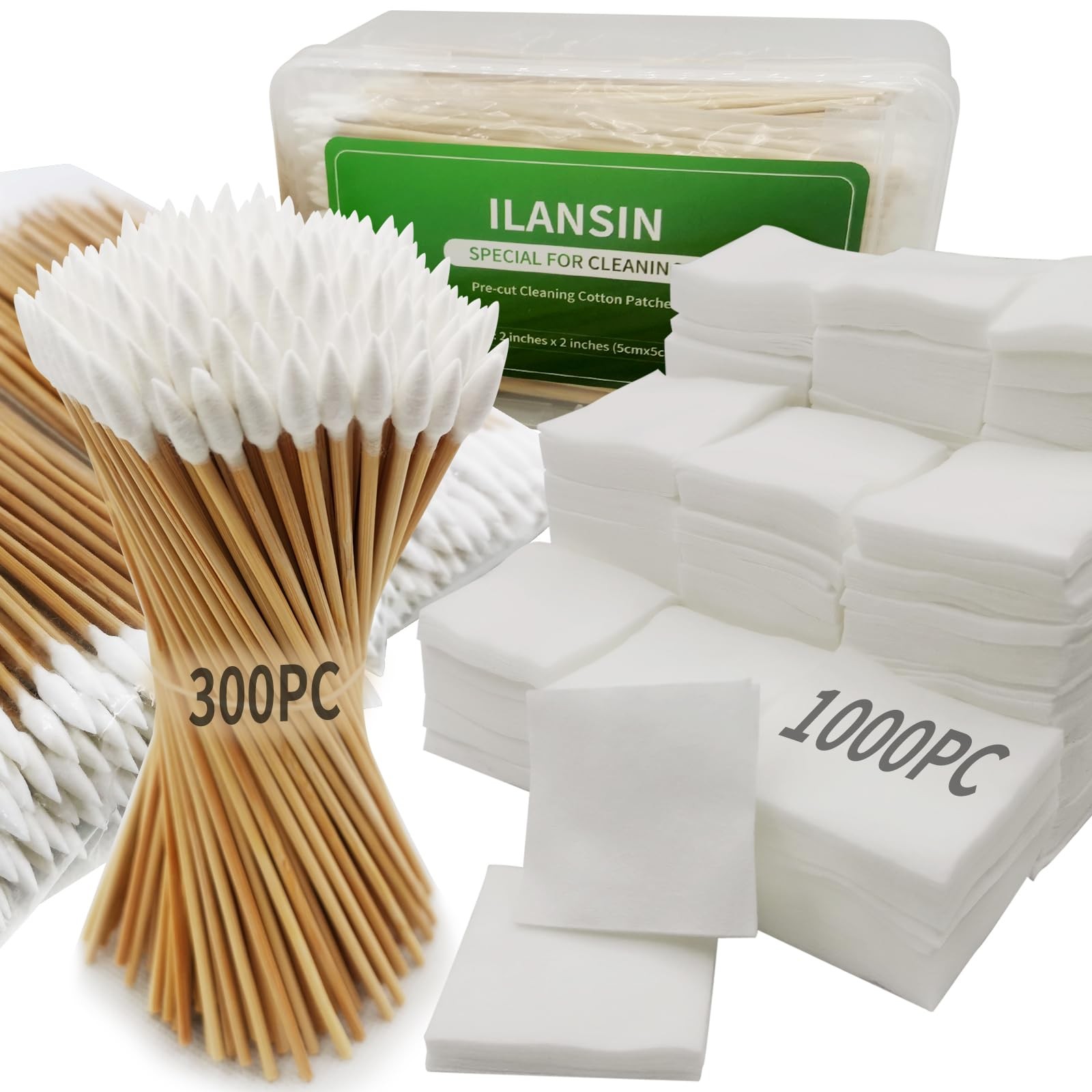 1700PCS Gun Cleaning Patches 1500PCS +200PCS Swabs 2"x2" Lint Free 6" Cotton Kit