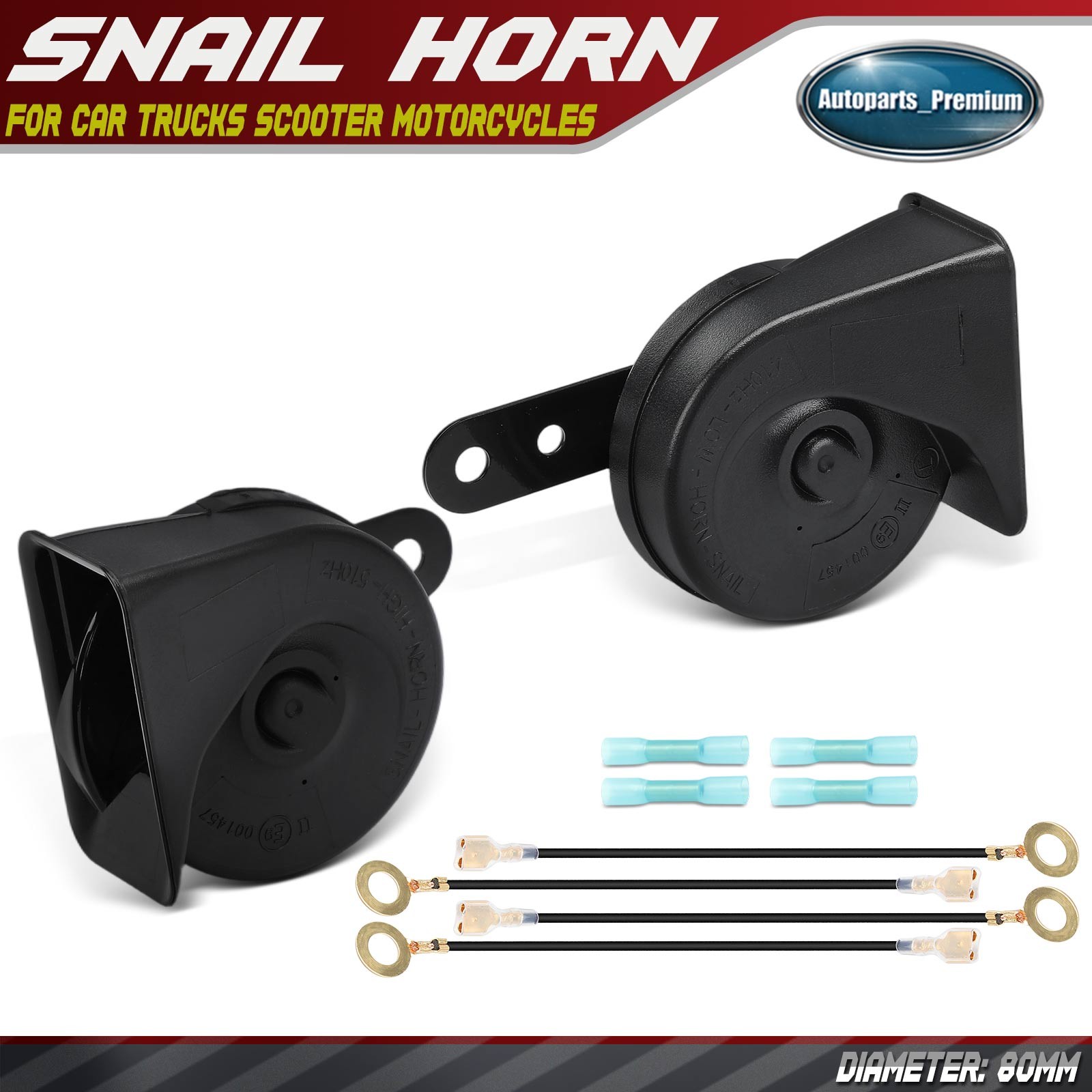 Universal Snail Horn for Car Trucks Scooter Motorcycle Special Vehicles 510±30Hz