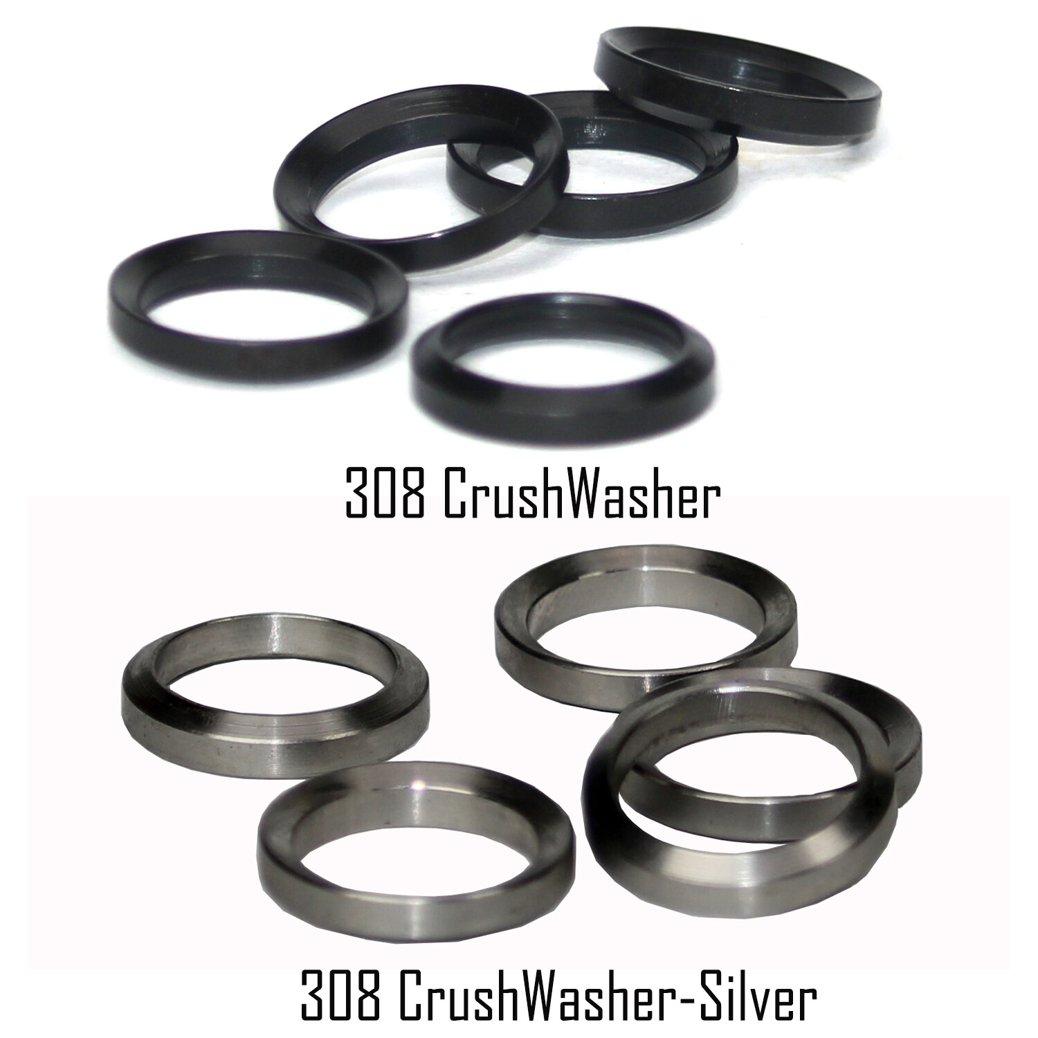 5PCS .308 Crush Washer for 5/8x 24 TPI - Black/Silver