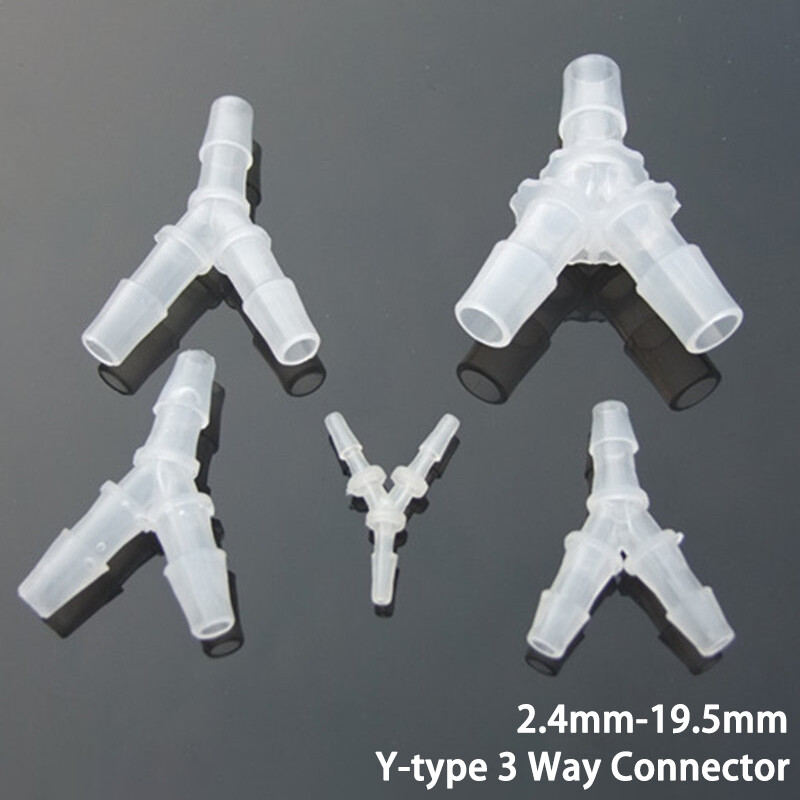 2.4mm-19.5mm Plastic Y Piece Hose Pipe Barbed Connector 3 Way Tubing Air / Water