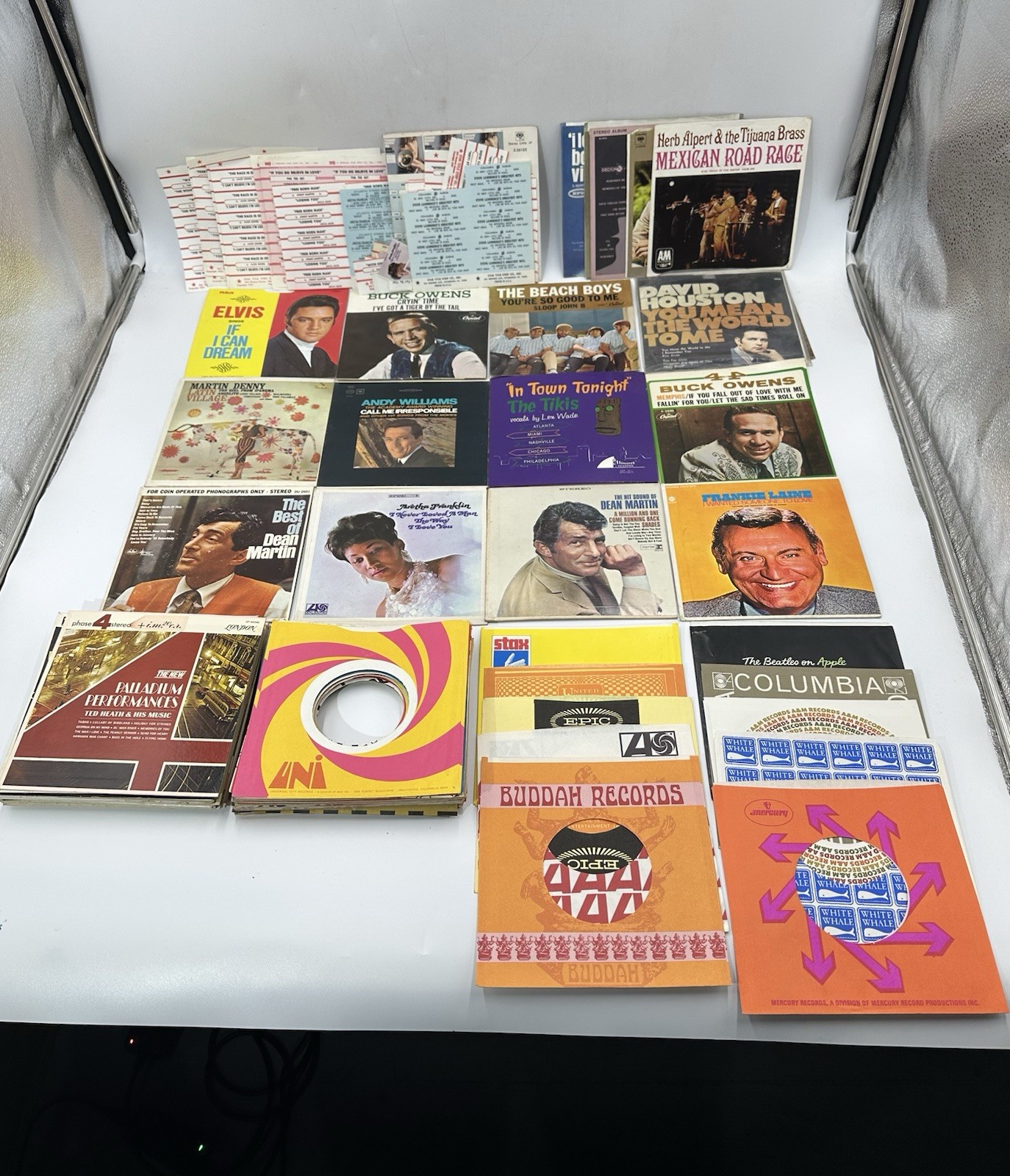 Vintage 45 RPM Record SLEEVES ONLY Title Strips Lot 100+ Retro Decorations