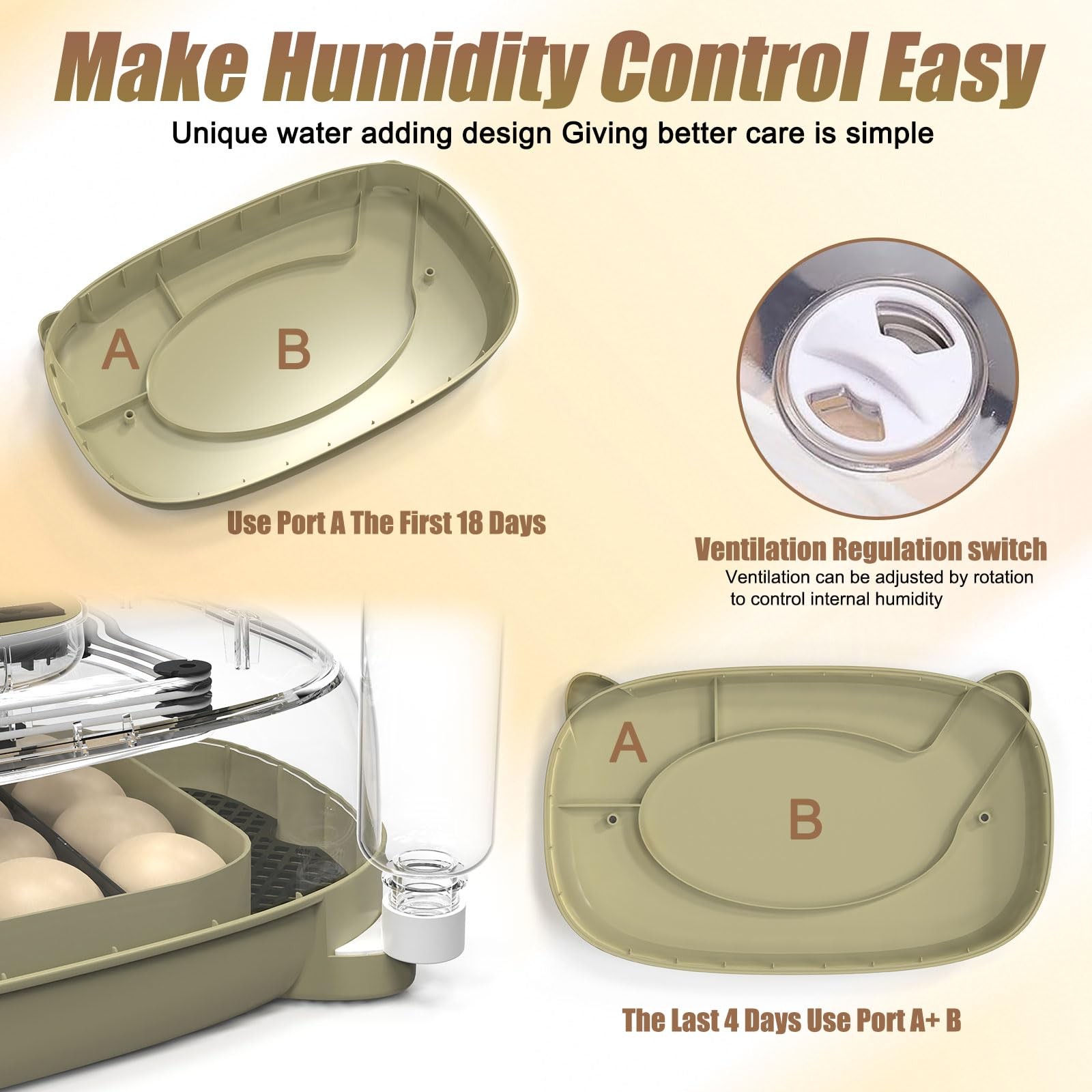 Incubators for Hatching Eggs, 24 Egg Incubator with Automatic Turning Brown