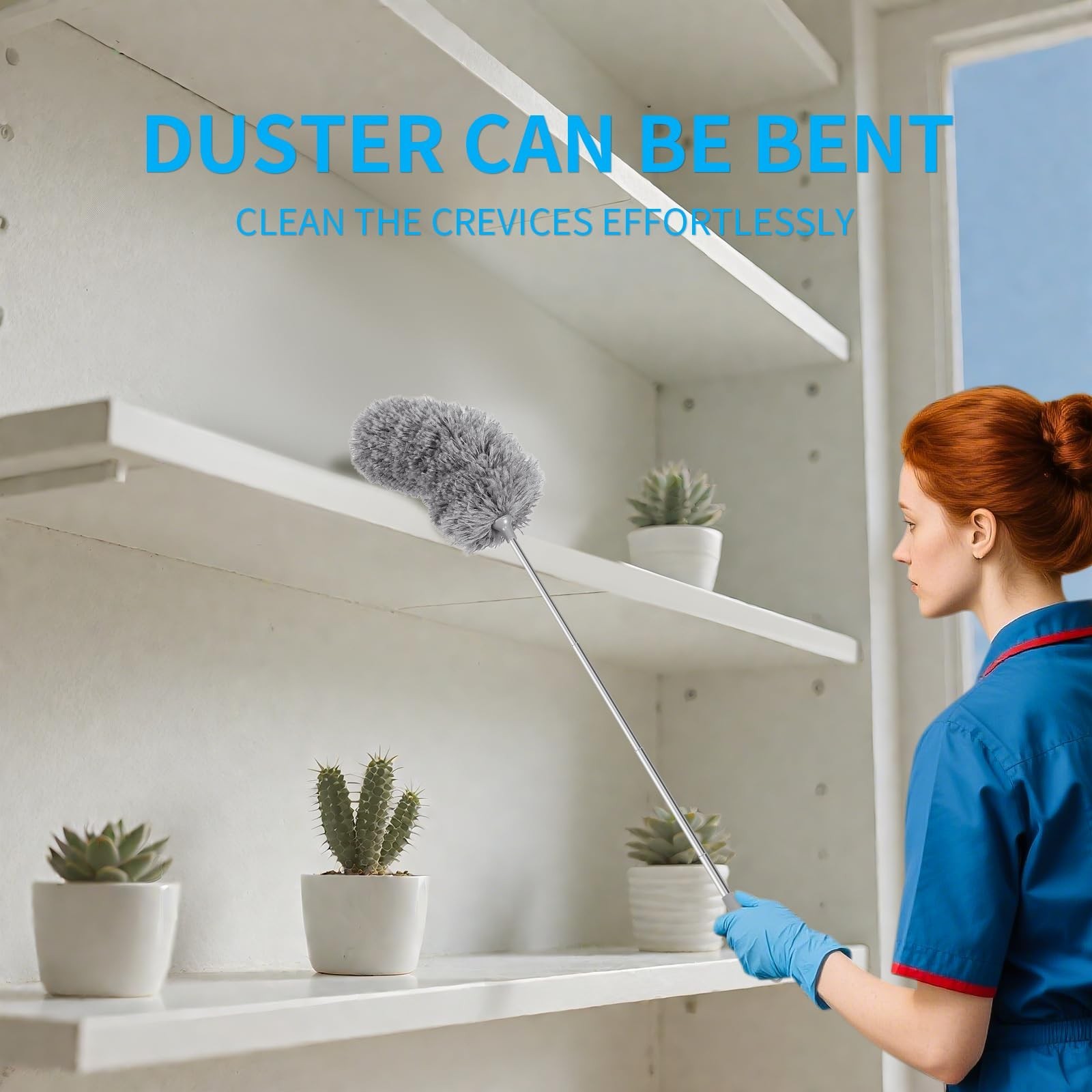 Mini Microfiber Duster for Cleaning, Hand Duster with Extension Pole, Washabl...