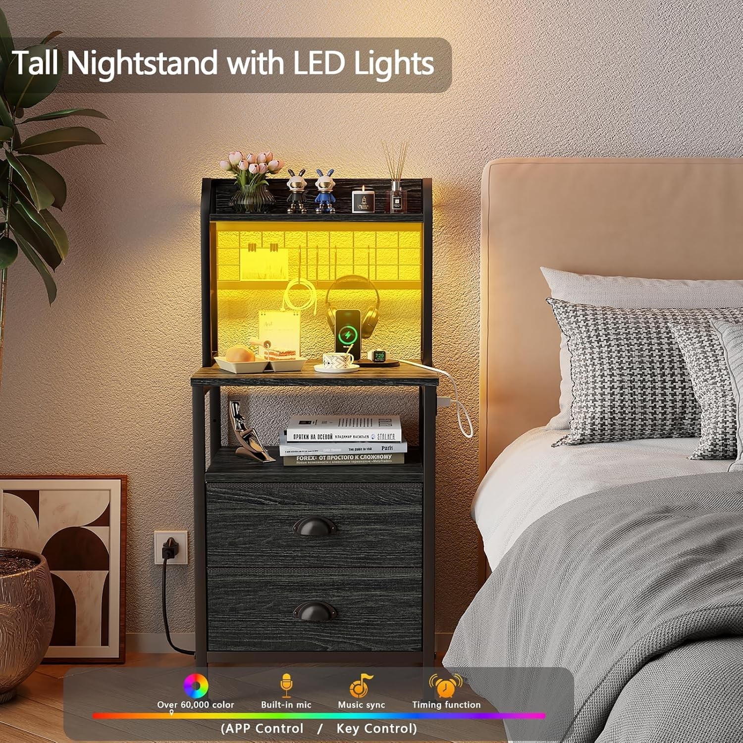 Furologee 40'' Tall 15.55 inches x 11.60 x 39.57 inches, Black Oak