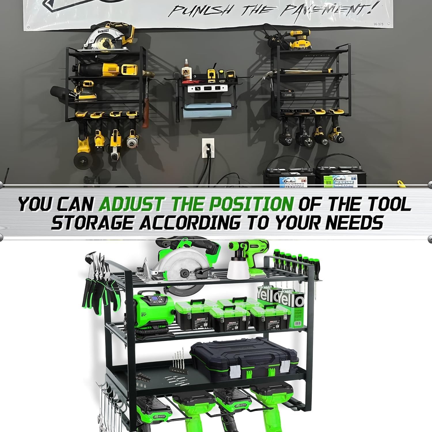 Heavy-Duty 4 Layers Tools Storage Rack Cordless Drill Holders Power Tool rack