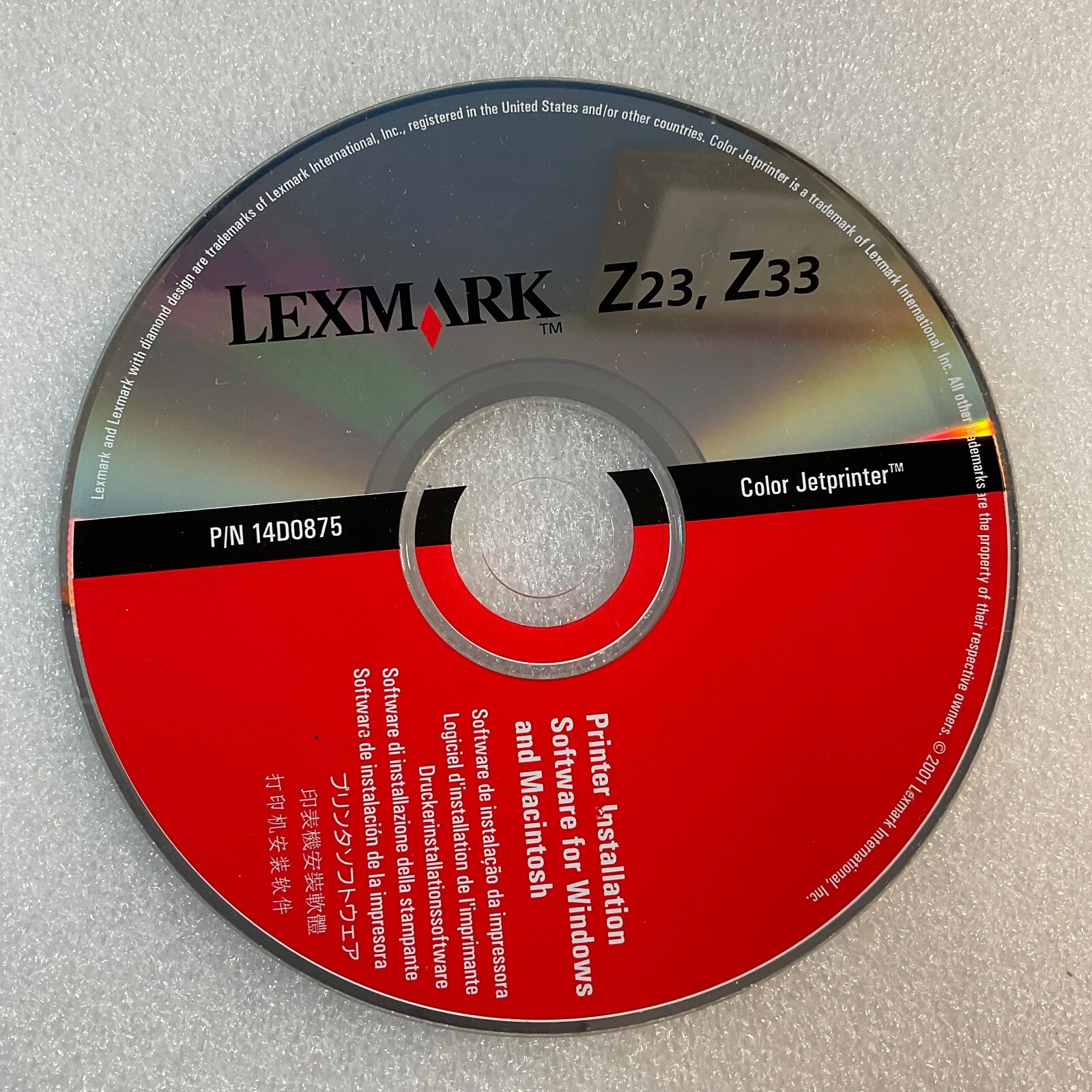 Lexmark Z23 Z33 Color Jet Printer Driver Software CD Disk For Windows & Mac 2001