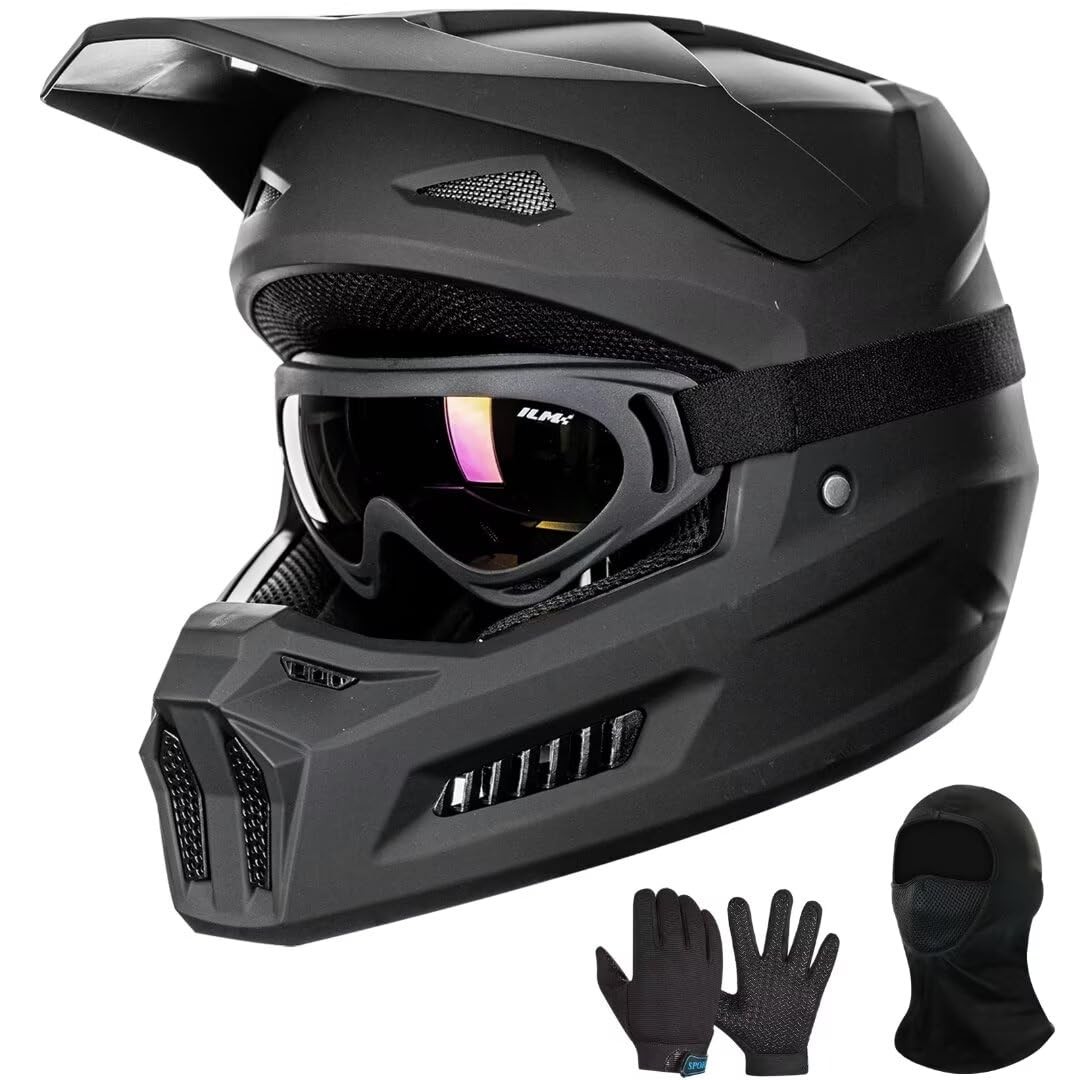 ILM Youth Dirt Bike Helmets Kids ATV Helmet Motorcross Youth-L, Matte Black