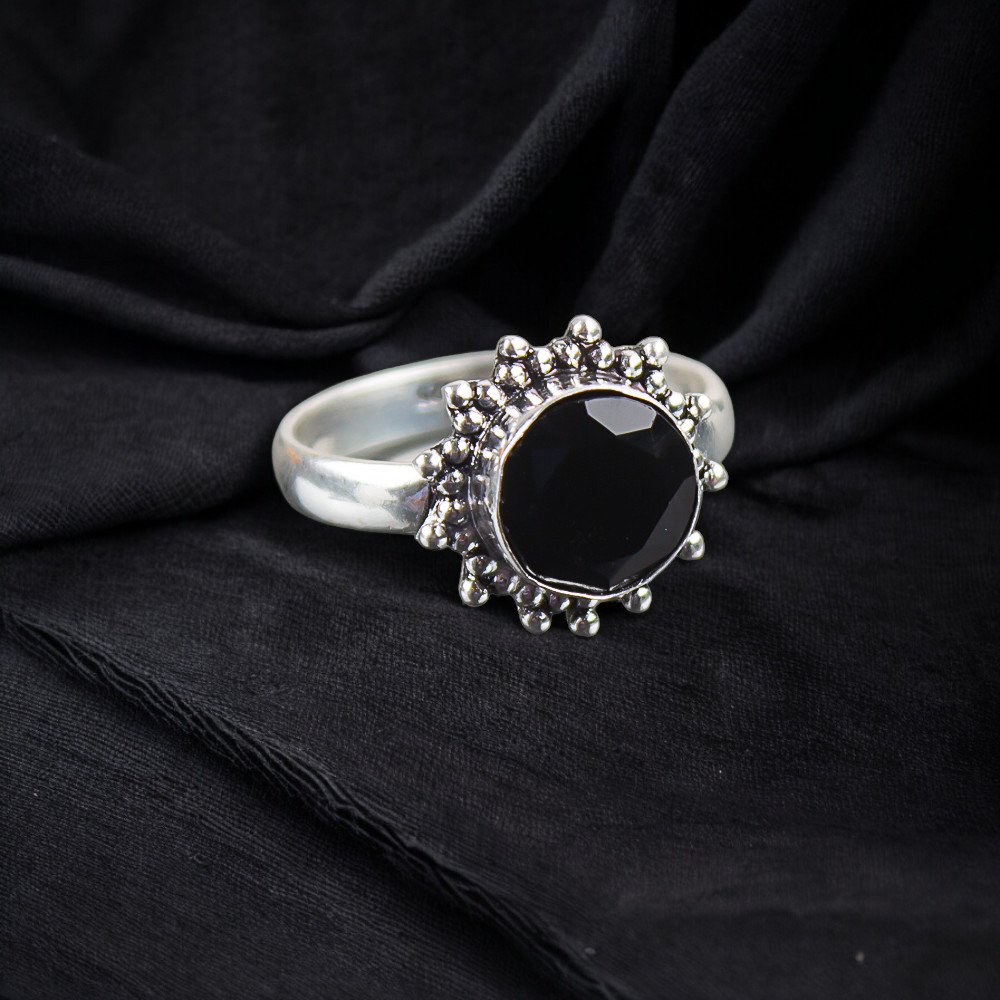 Black Onyx Gemstone 925 Sterling Silver Ring Handmade Jewelry Ring Gift