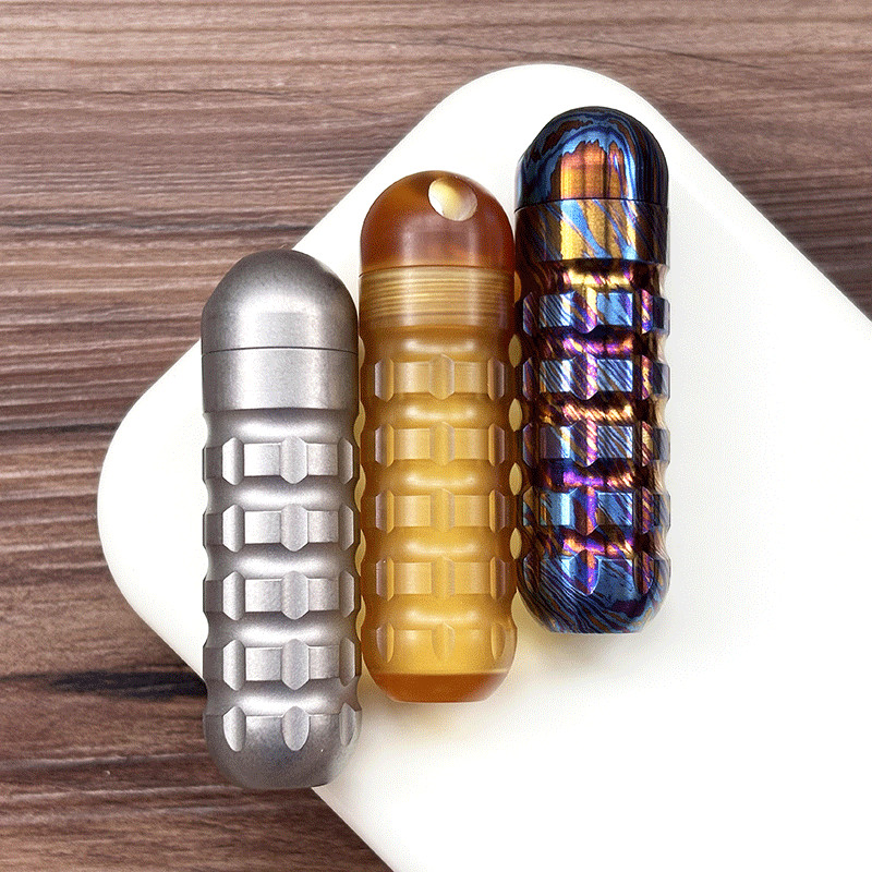 PEI Titanium Pocket Waterproof Pill Case Holder Organizer Box Container Keychain