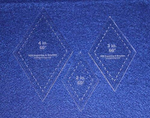 Diamond Templates. 2, 3, 4 Inches - Clear 60 Degree 1/8 Inch