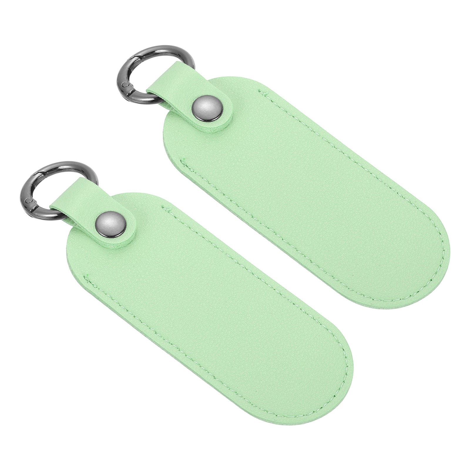 2Pcs 5"x1.7" Leather USB Flash Drive Holder with Keychain Portable Light Green