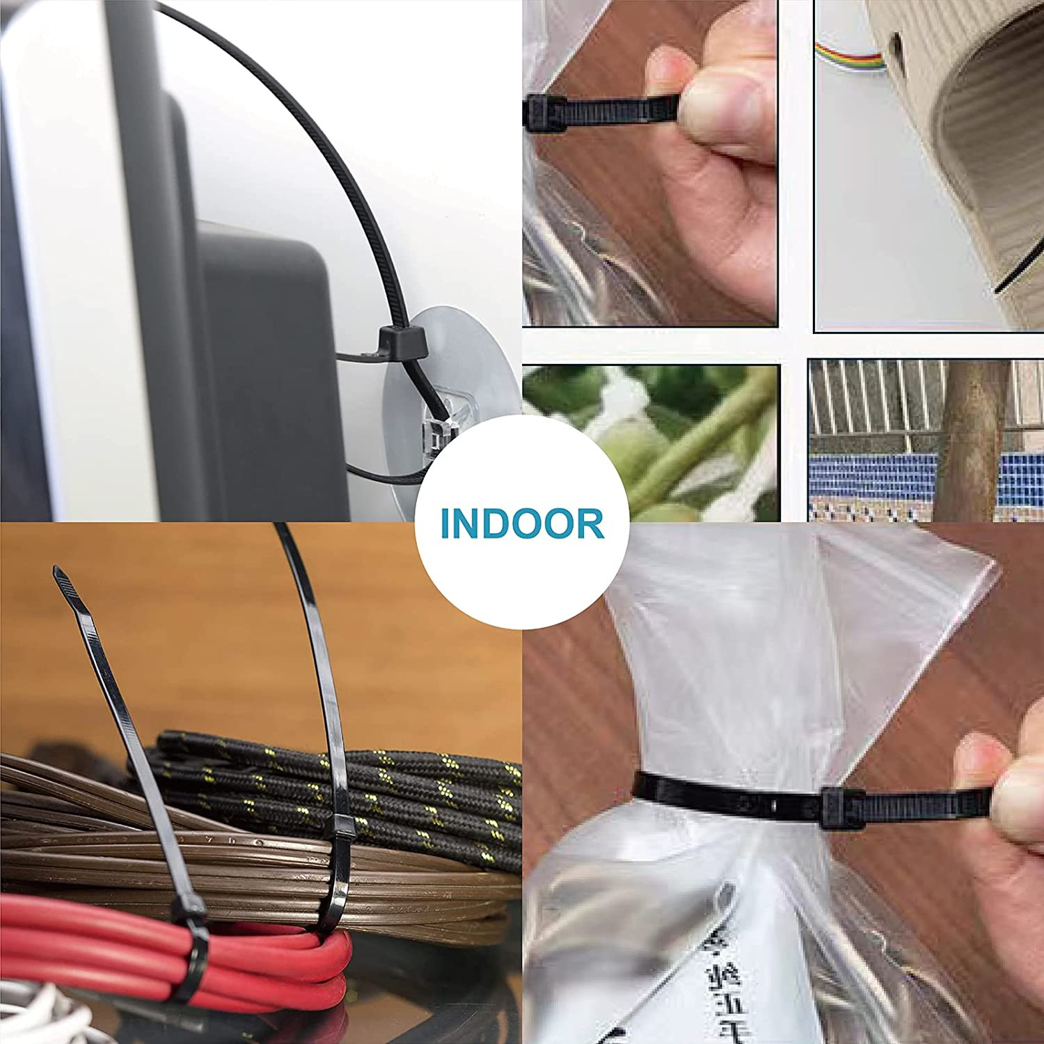 Zip Ties Assorted Sizes(4”+”+”+12”), 400 Pack, Black Cable Ties, UV Resistant Wi