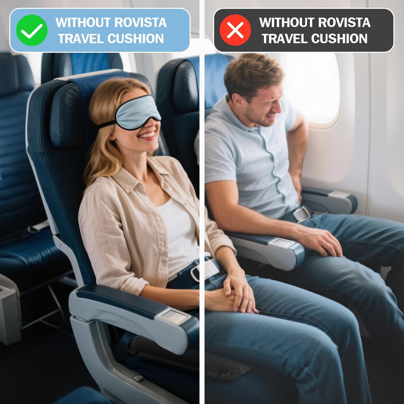 Self-Inflating Airplane Seat Cushion for Long Flights – Portable Travel Cushion