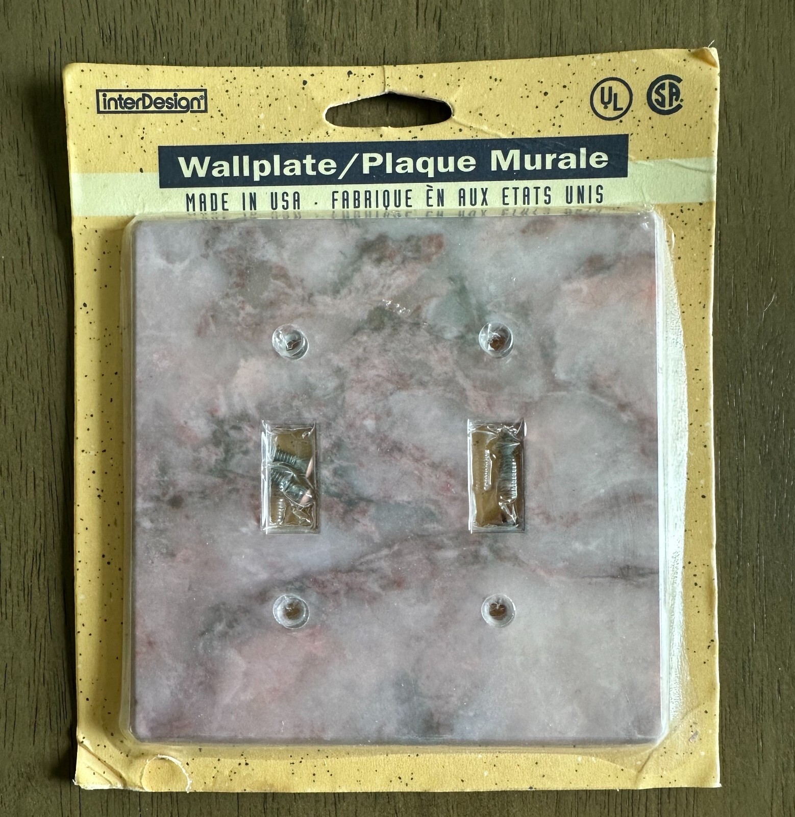 InterDesign Marbled Plastic Double Toggle Light Switch Cover Plate 1994 NOS NEW