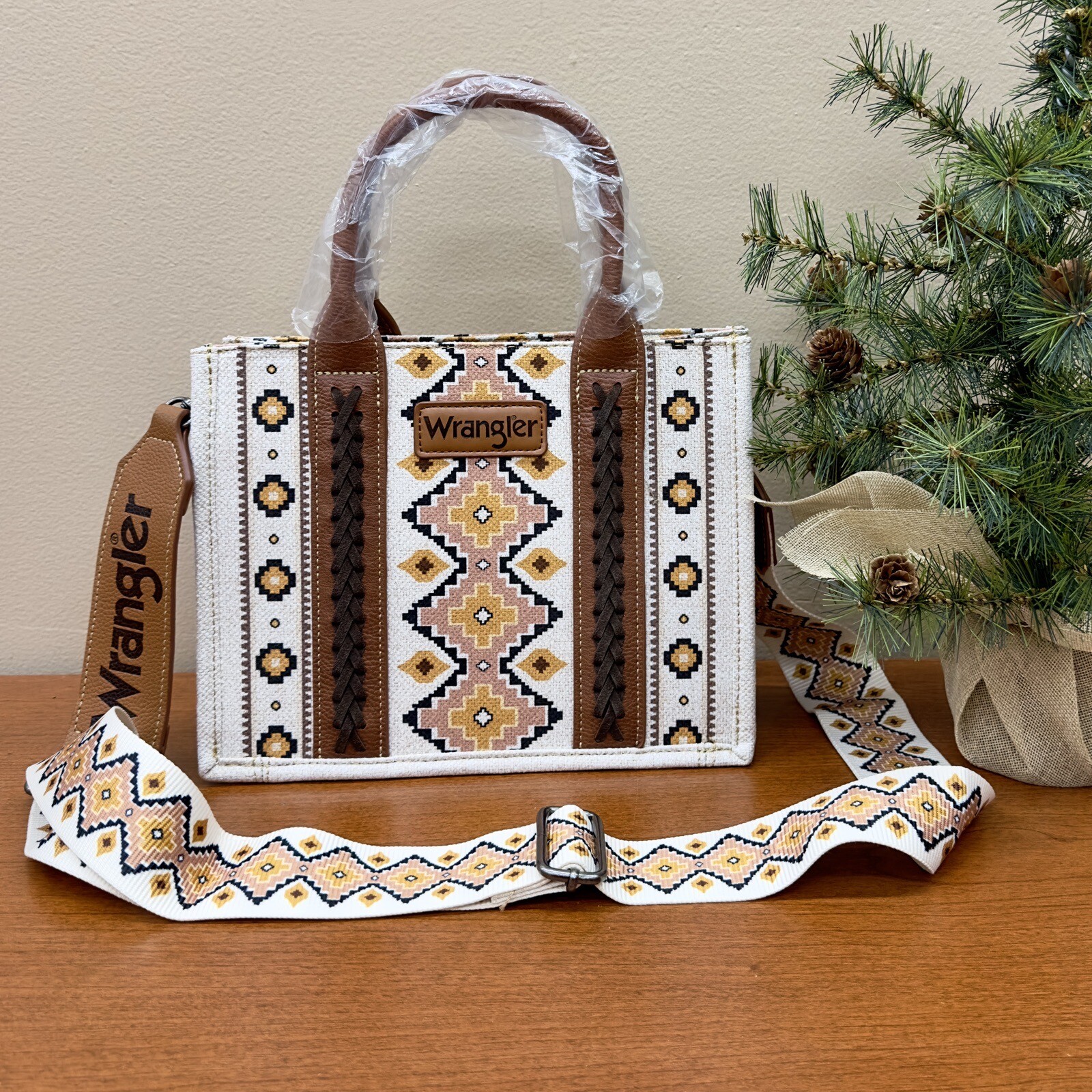 Wrangler Tote Crossbody Aztec Purse Coffee Brown Southwestern Bag NWT