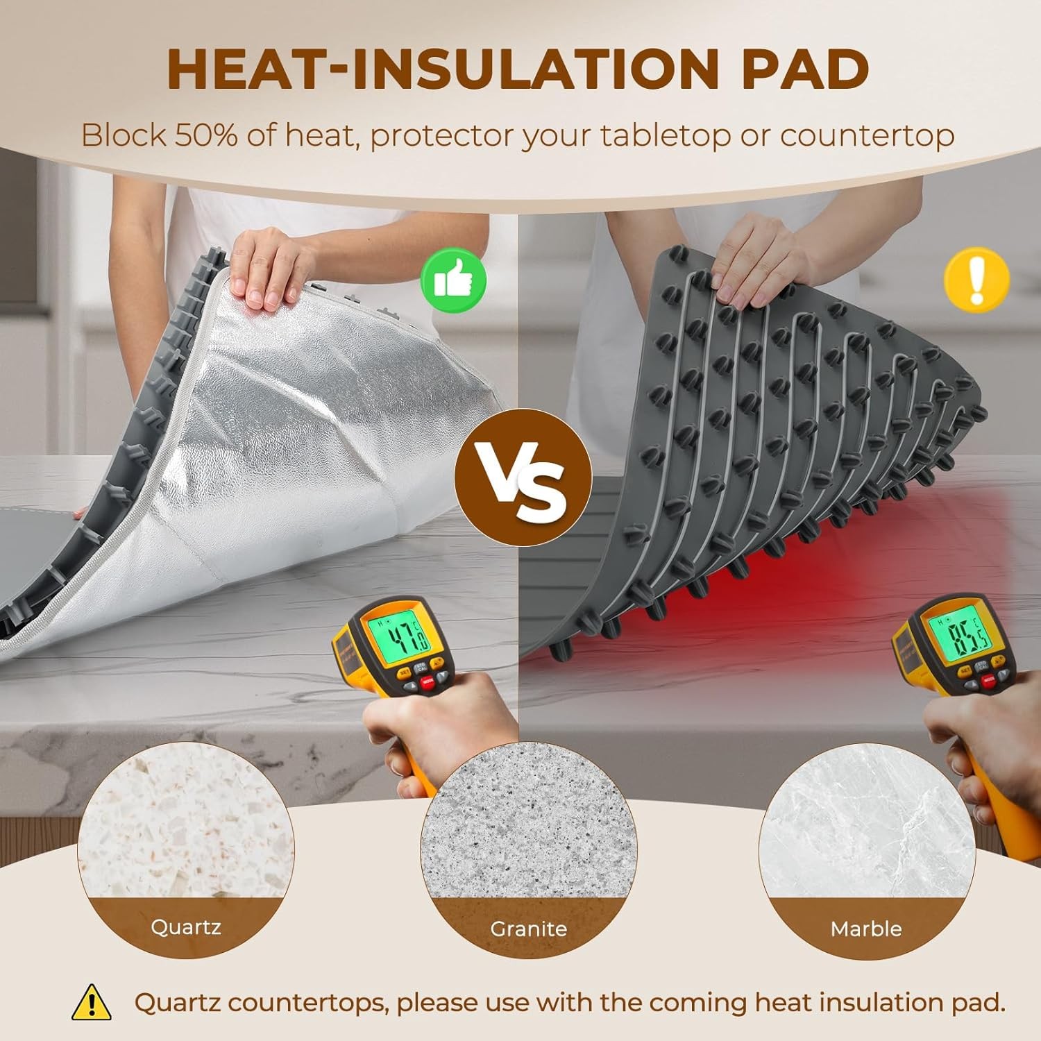 H Food Warming Mat - 7 temperature settings and 8-hour timer, gray