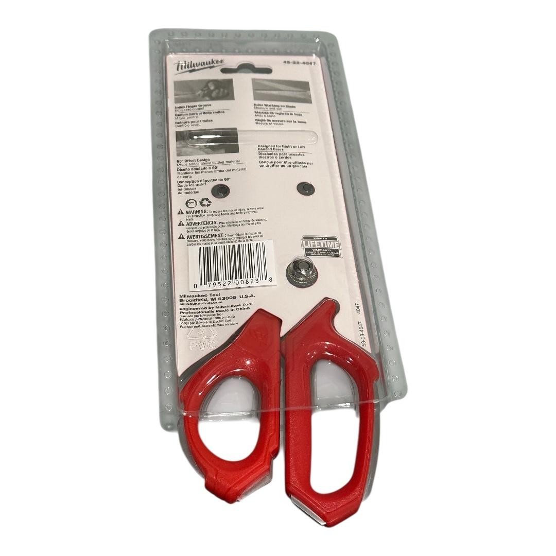 Milwaukee Jobsite Offset Wallpaper Scissors Serrated All-Metal Red 48-22-4047