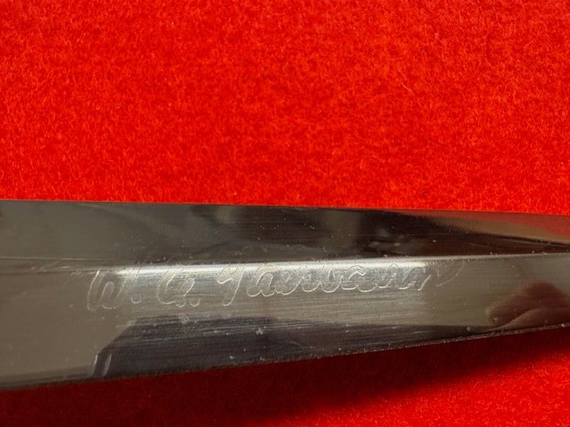 2ND PATTERN FS FIGHTING KNIFE, DEEP BLUED BLADE SIGNED W.E. FAIRBAIRN (812)