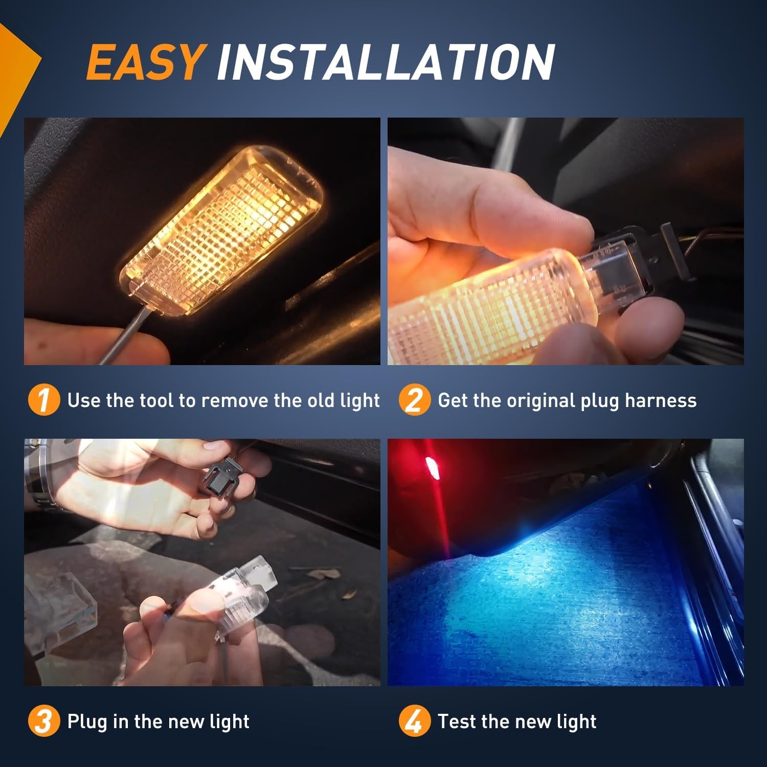 Nilight 2PCS LED Interior Door Panel Light Courtesy Warning Lights Blue Beam