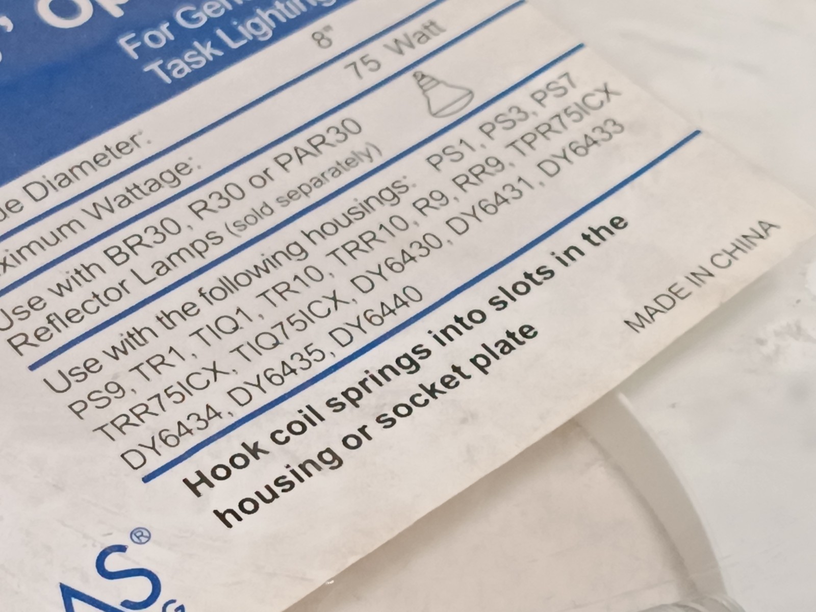 (3) Thomas Lighting TR30W 6" open trim for general task lighting, white, 8"OD