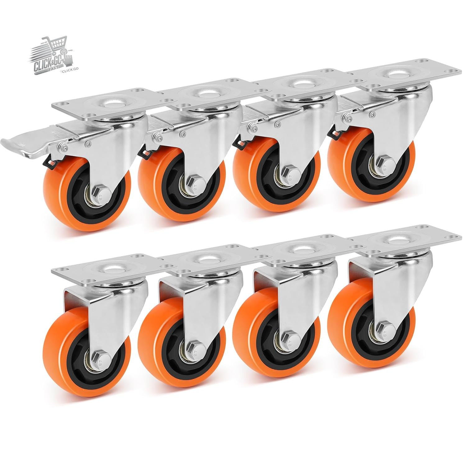 75mm furniture wheels with 4 brake capacity 112KG per piece, 3 swivel wheels