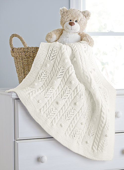 Mary Maxim Cables and Bobbles Blanket - Aran Irish Tweed