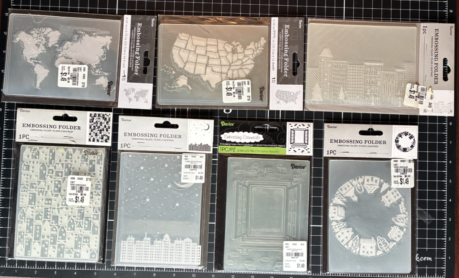 Darice Embossing Folders CITY MOON SCENE, HOUSE, US MAP, WORLD MAP, WINDOW ETC