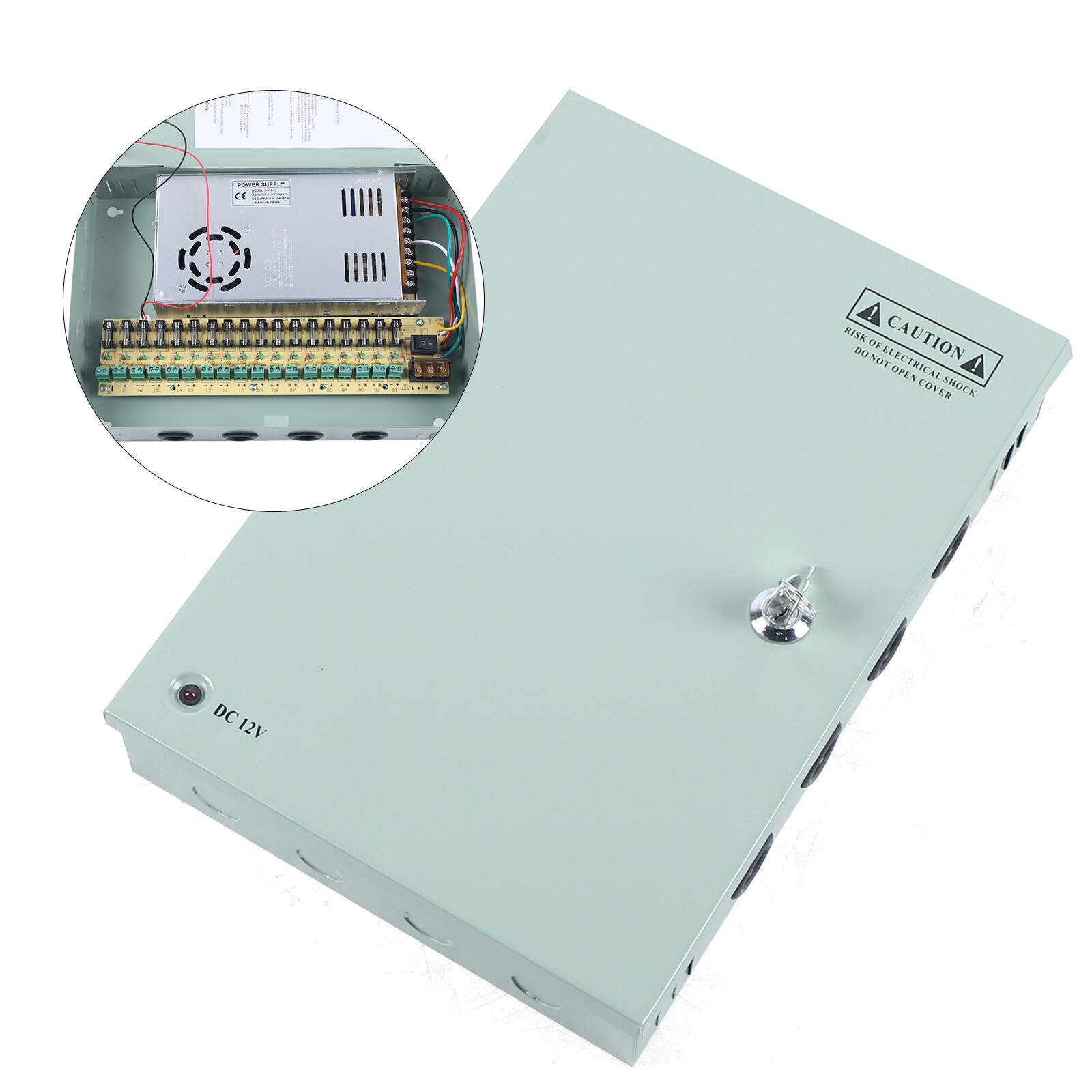 18 Channel Power Supply Distribution Box Case For CCTV Security Camera 12V 30A