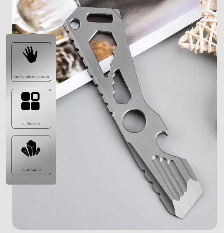 EDC Titanium Stainless Steel Multitool Card Crowbar Opener Outdoor Pry Bar Tool