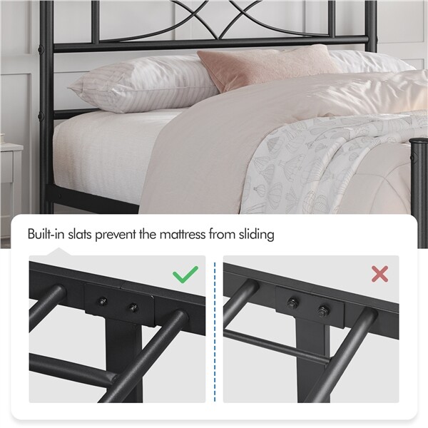Metal Bed frame Platform Bed with Curved Design Headboard Twin/Full/Queen