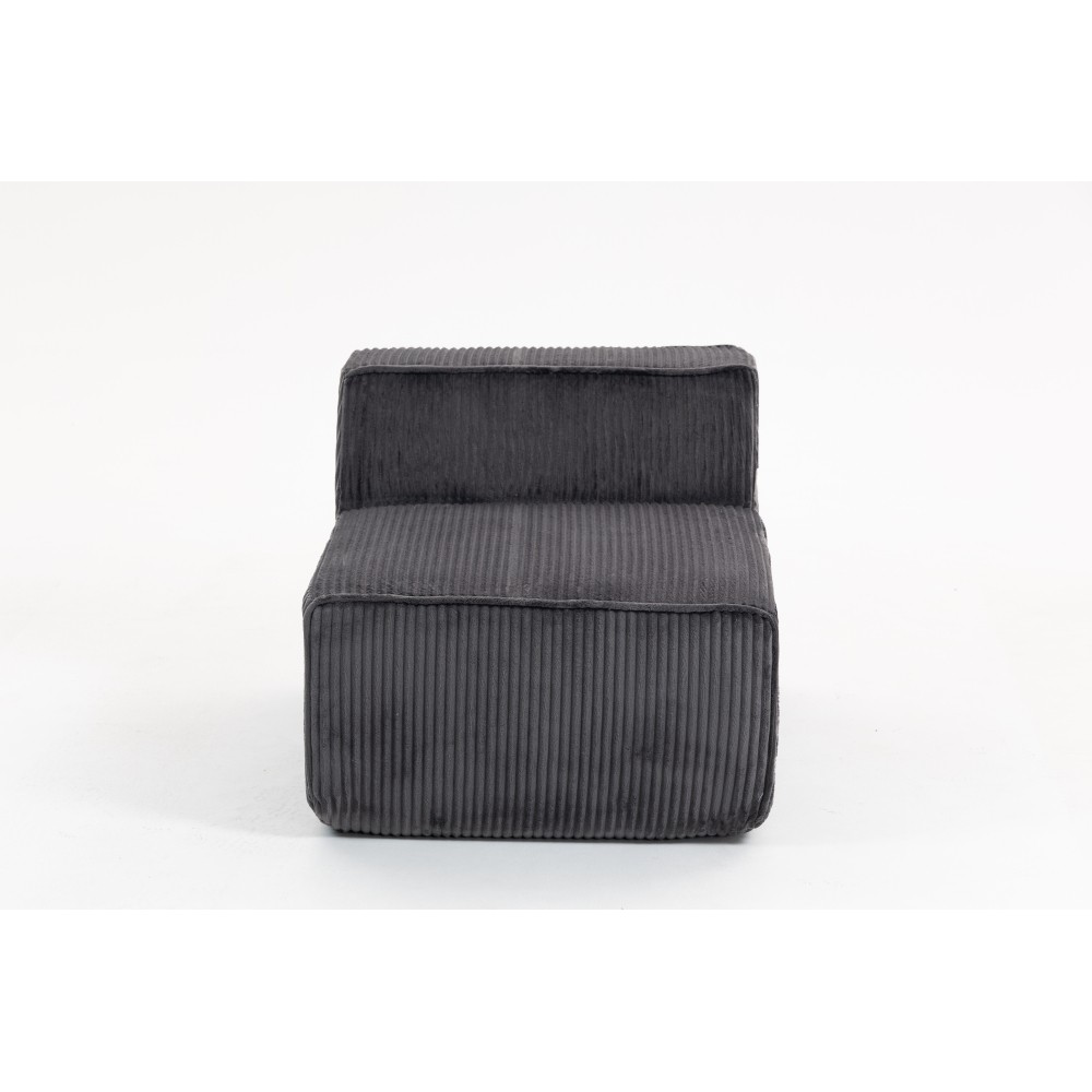 Dark Gray Corduroy Modular Sectional Sofa, 3-Seat Deep Seating
