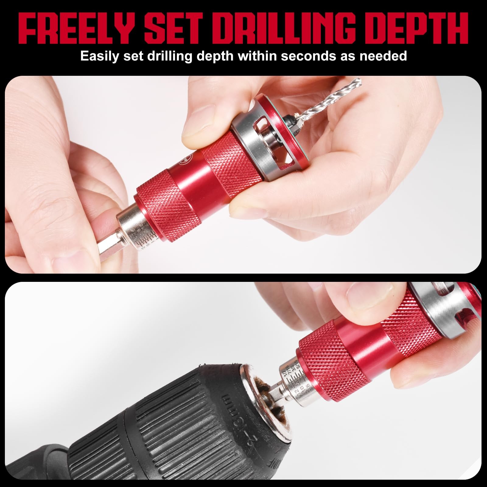 5 Pcs Countersink Drill Bit Set with Aluminum Alloy Depth Stop,Semi-Automatic...