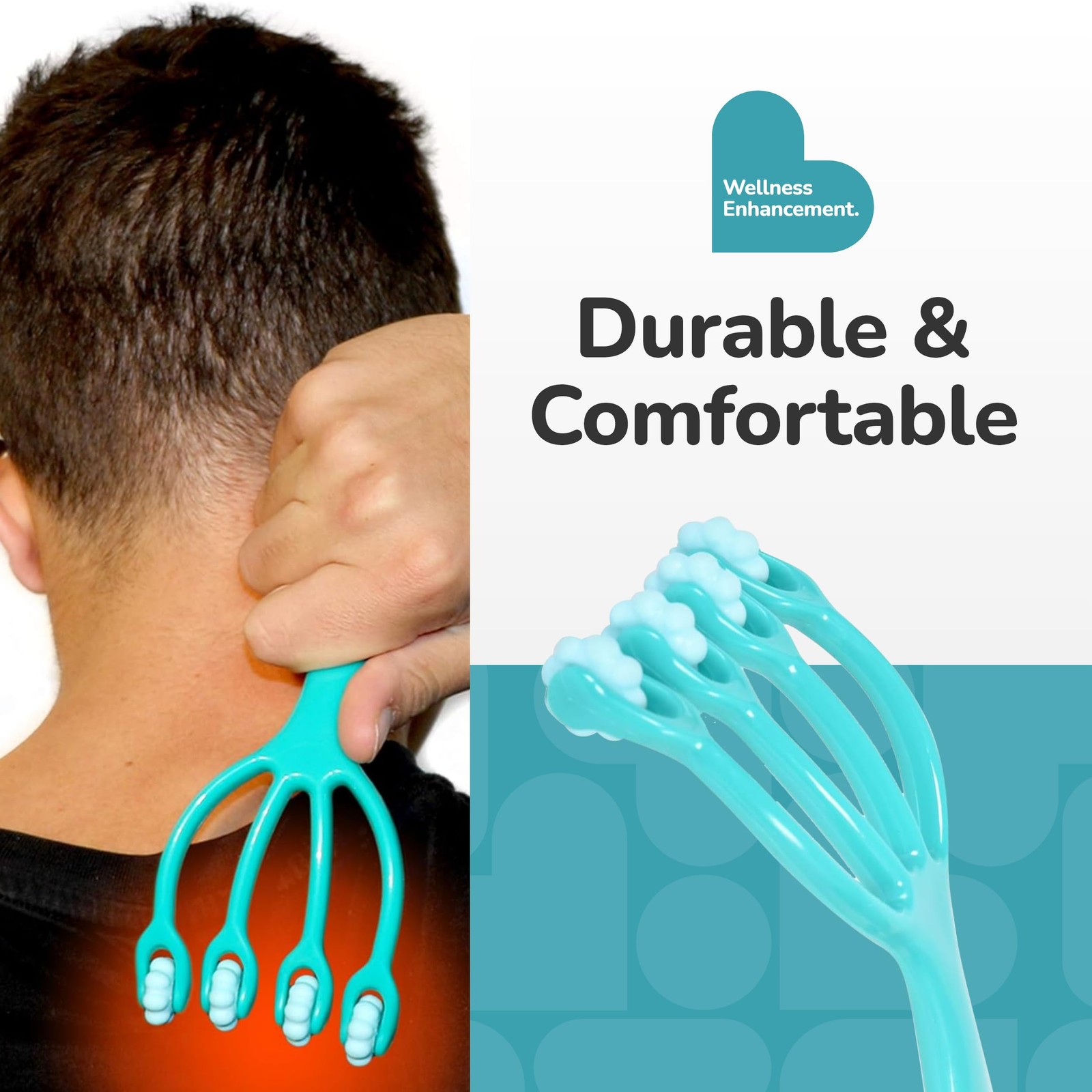 Claw Massage Roller, Handheld Muscle Massager with 5 Rotating Heads for Back