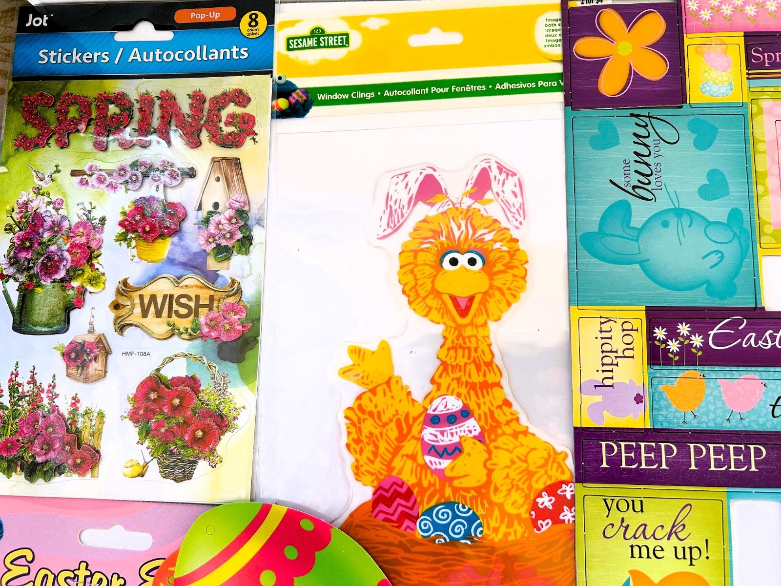 LARGE LOT EASTER SPRING THEME SCRAPBOOK STICKERS, EMBELLISHMENTS, CHIPBOARD