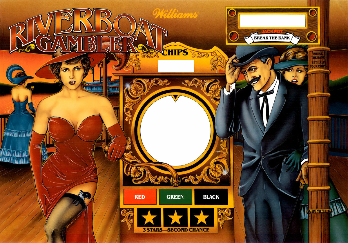 Williams Riverboat Gambler  Pinball Machine Translite - AWESOME ARTWORK