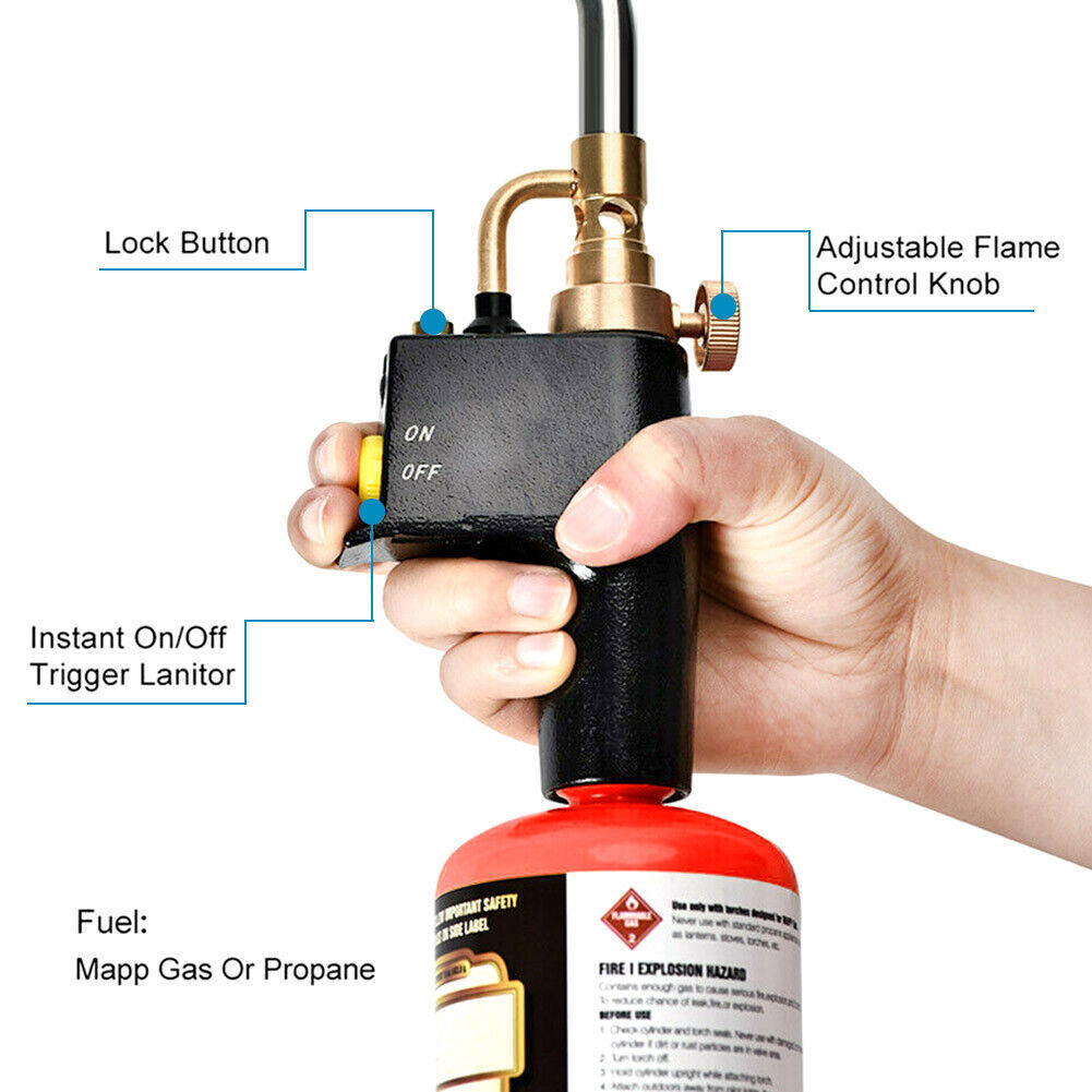 4X Propane Torch Head Trigger Start MAP Gas Torch Head Welding Torch MAPP Torch