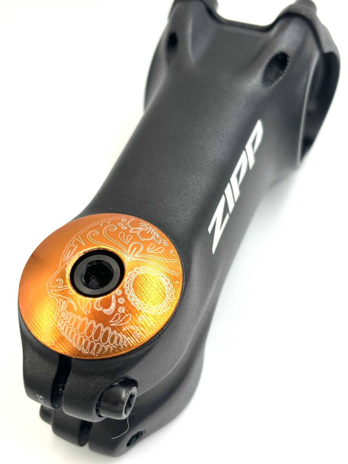 Day of the dead skull - Threadless Bicycle Headset Stem Cap 1 1/8" Orange/gold