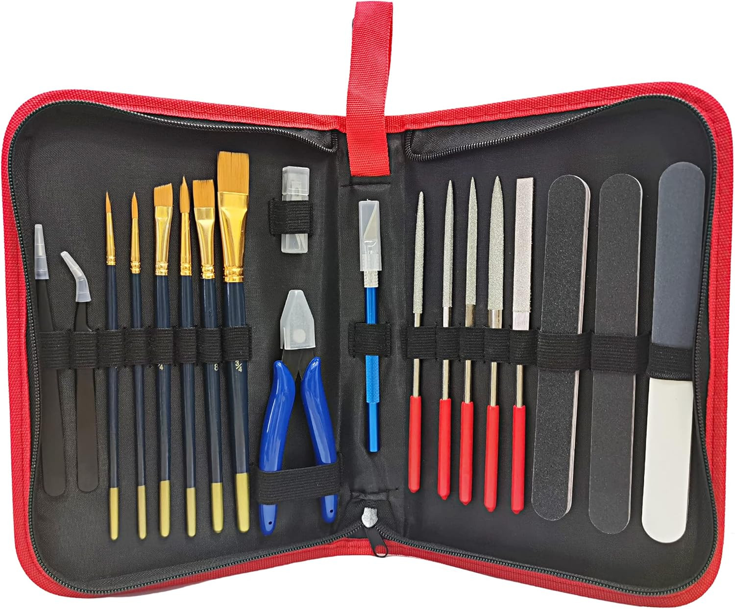 20-Piece Model Tools Set for Hobbyists - Nippers, Tweezers, Files & Polishing Ba