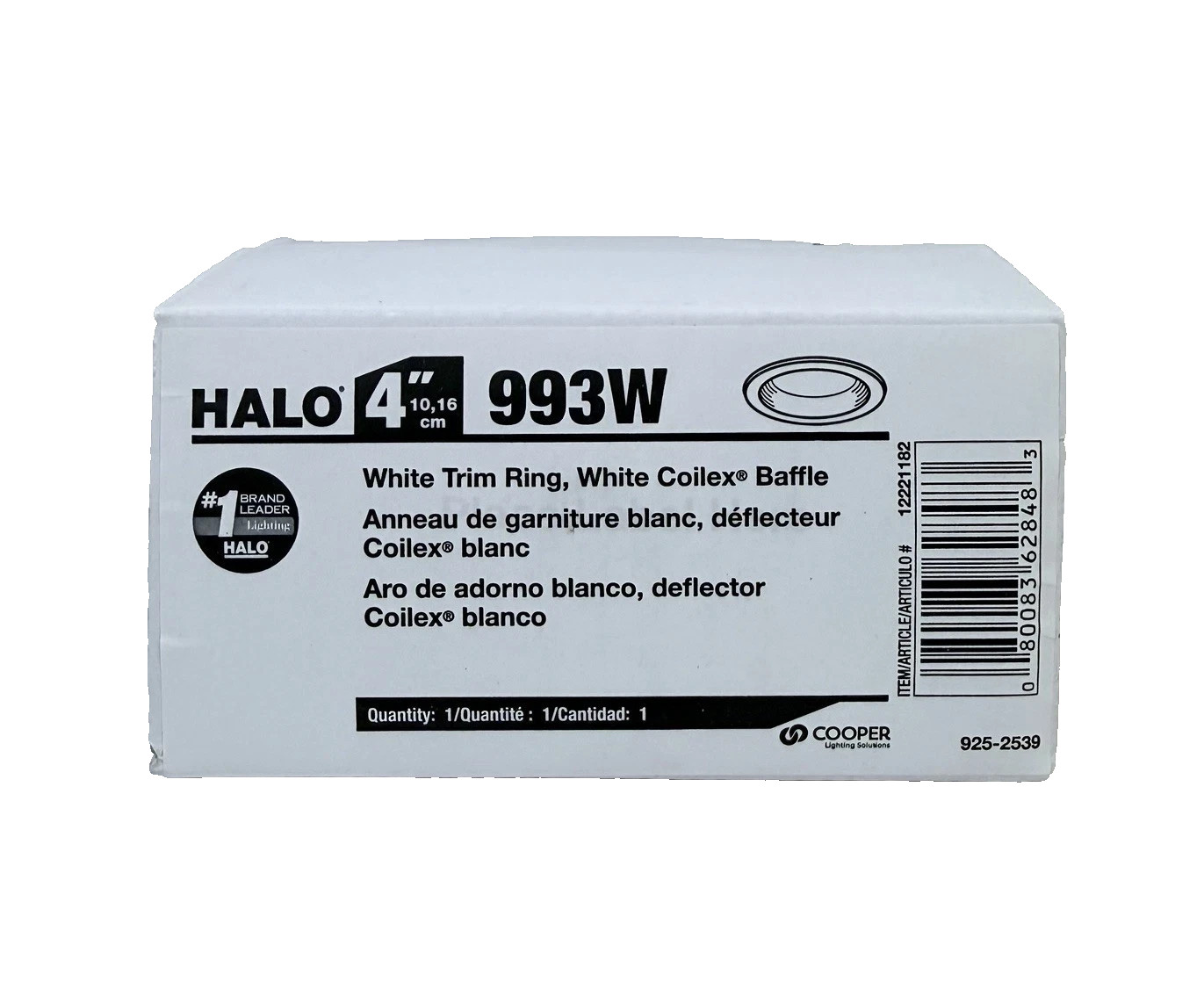HALO 993W 4" White Trim Ring , White Coilex Baffle COOPER NEW