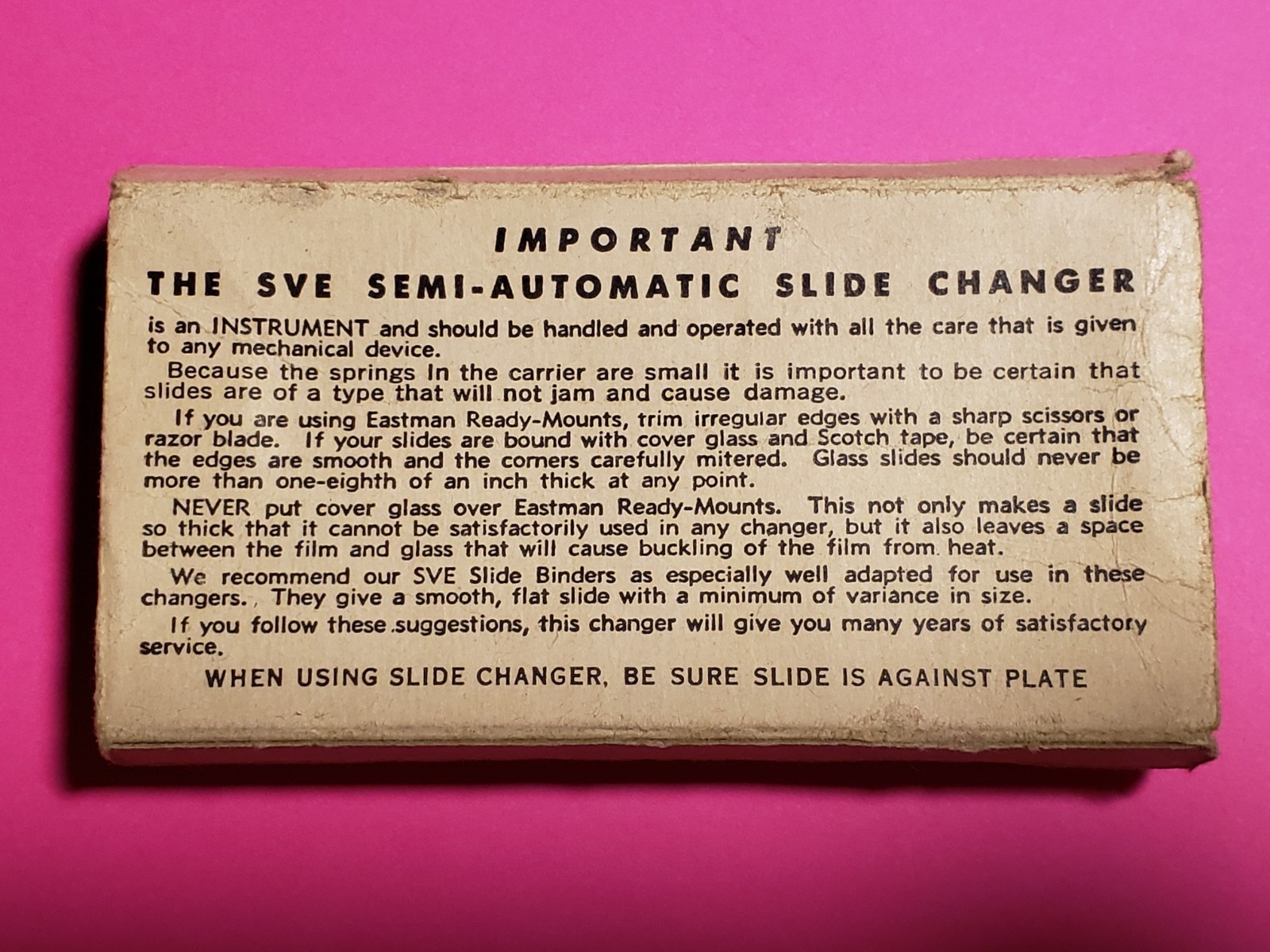 SVE Semi-Automatic DD-20B Slide Changer w/orig. Box