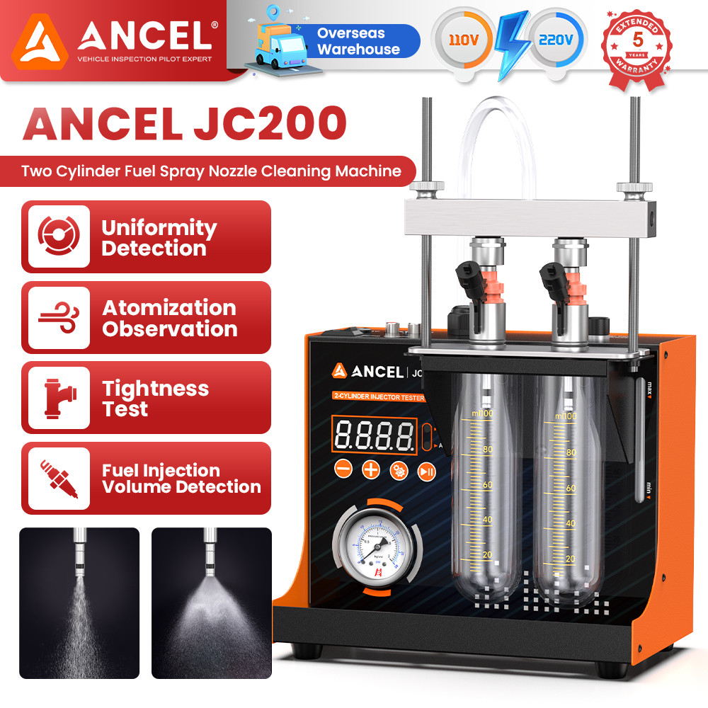 ANCEL JC200 Fuel Spray Nozzle Cleaning Machine 2Cylinder Injector Cleaner Tester
